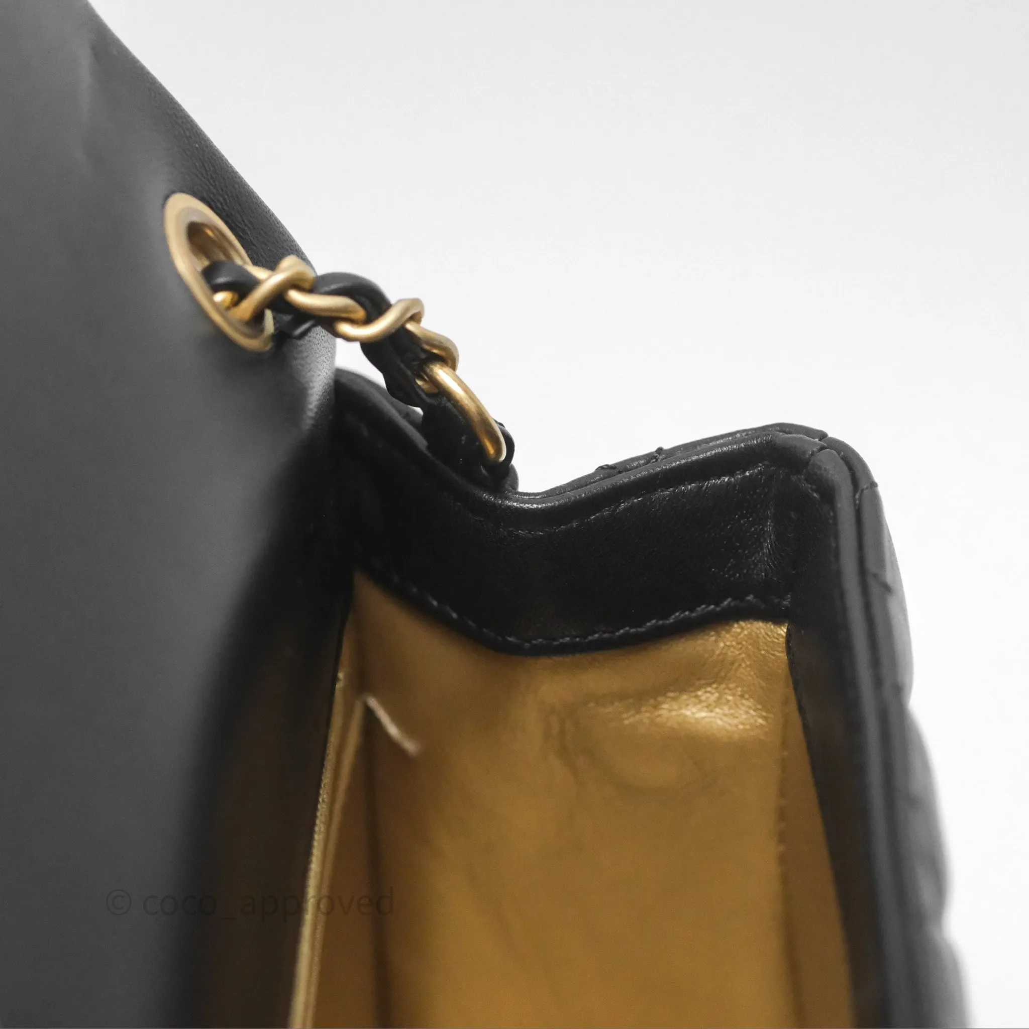 Chanel Pearl Crush Mini Square Quilted Black Lambskin Aged Gold Hardware
