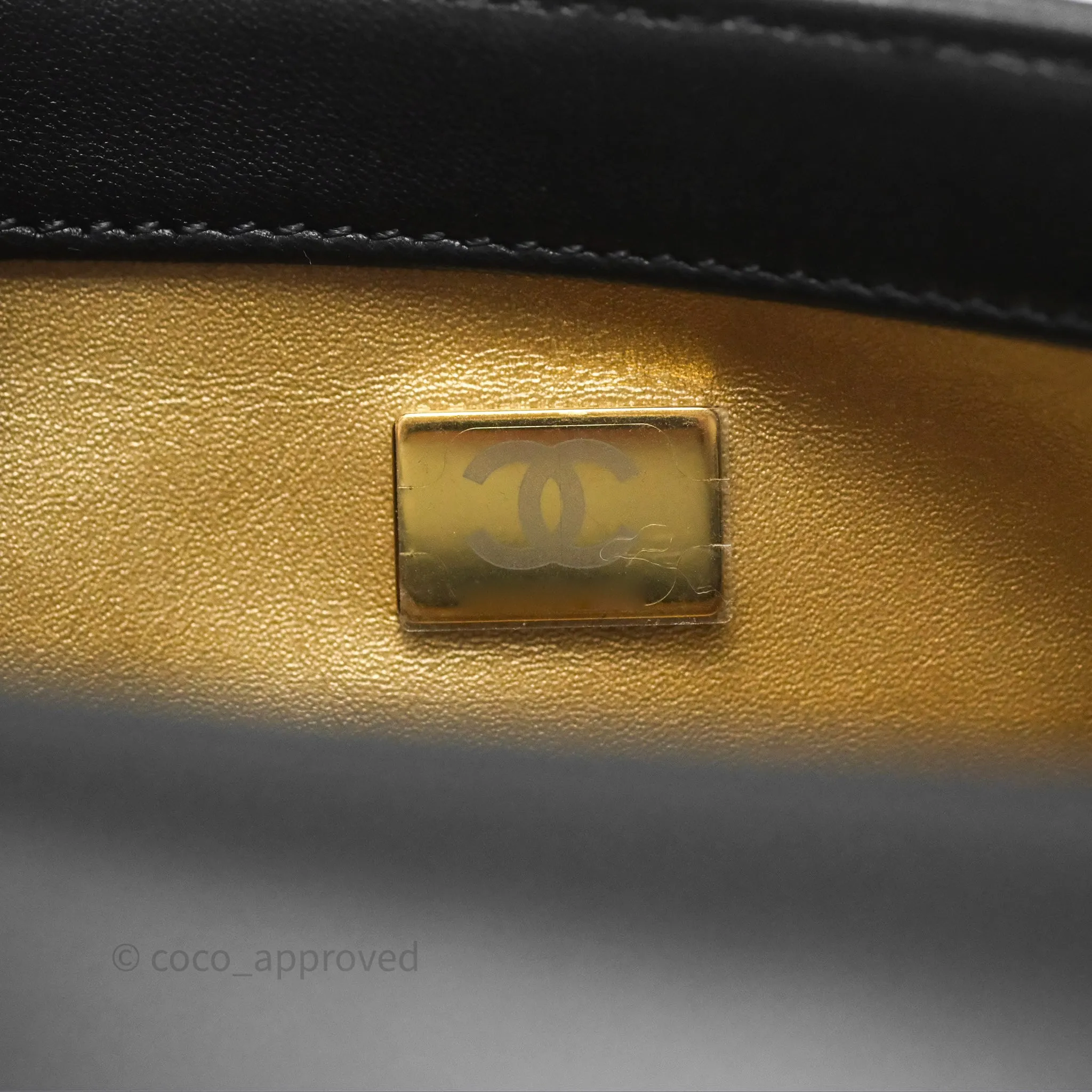 Chanel Pearl Crush Mini Square Quilted Black Lambskin Aged Gold Hardware