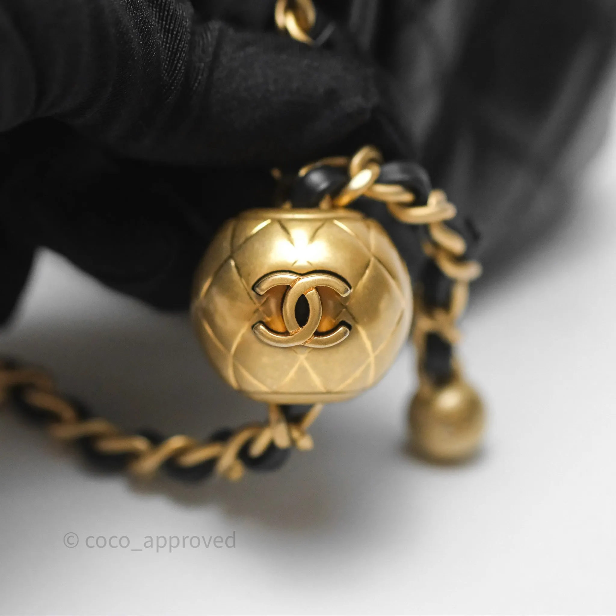 Chanel Pearl Crush Mini Square Quilted Black Lambskin Aged Gold Hardware