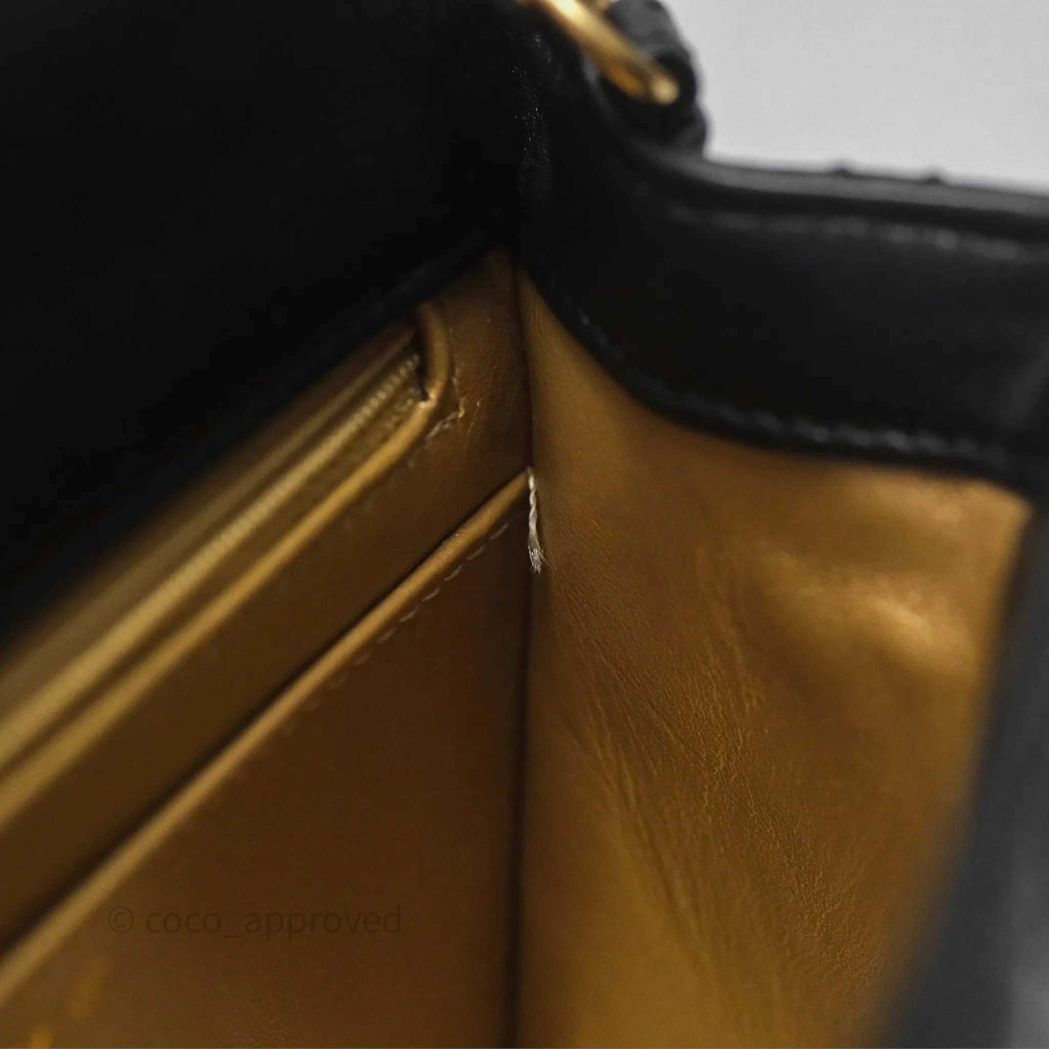 Chanel Pearl Crush Mini Square Quilted Black Lambskin Aged Gold Hardware