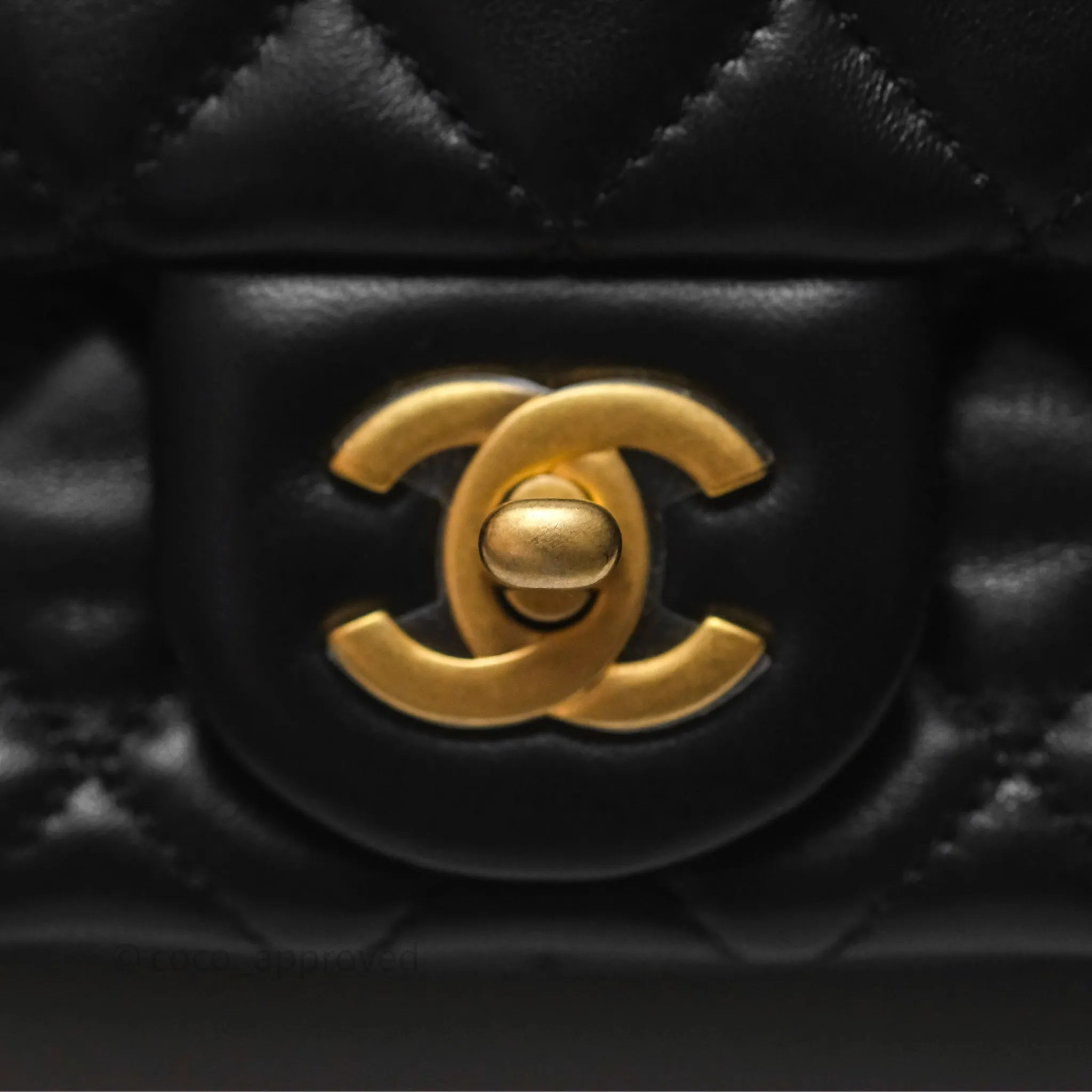 Chanel Pearl Crush Mini Square Quilted Black Lambskin Aged Gold Hardware