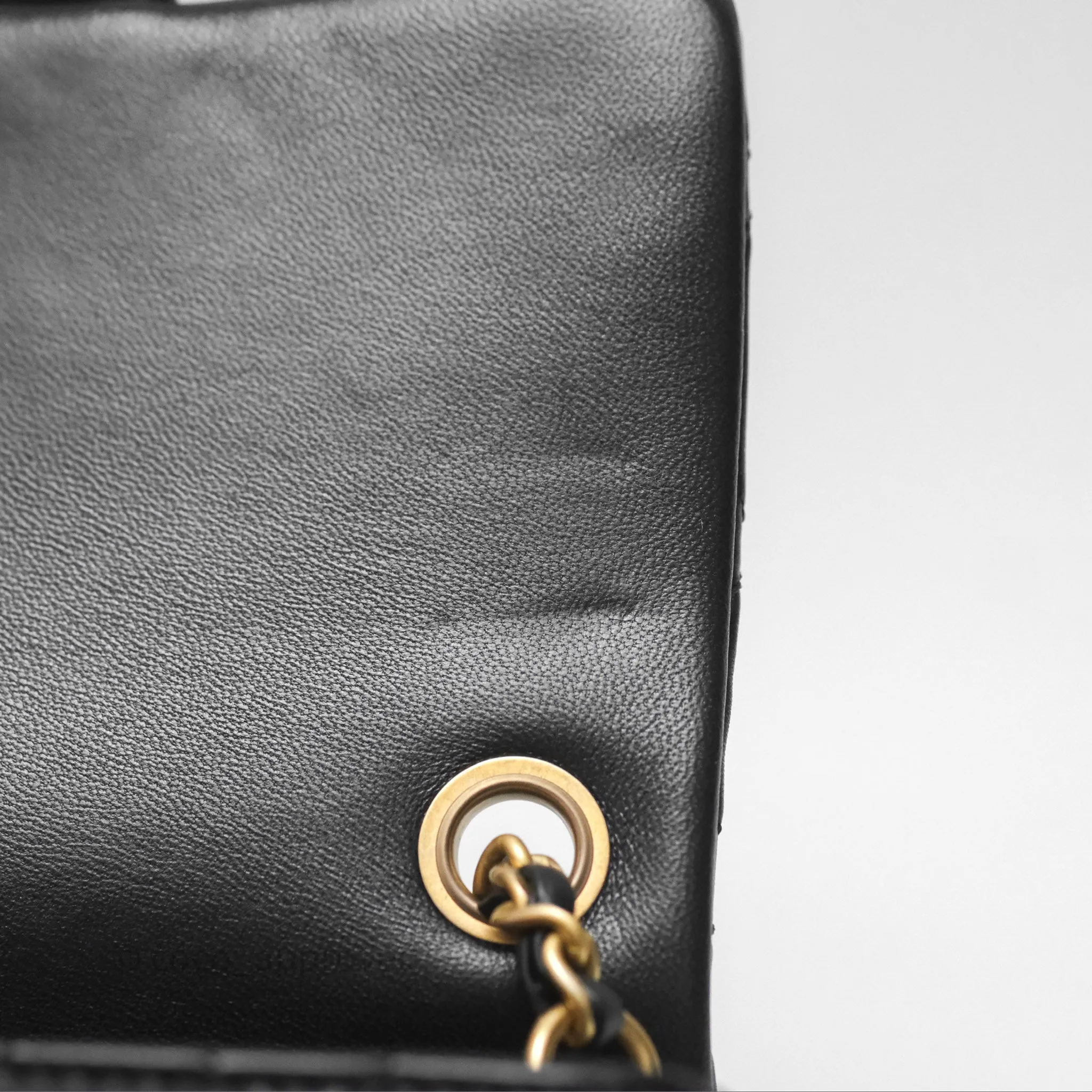 Chanel Pearl Crush Mini Square Quilted Black Lambskin Aged Gold Hardware