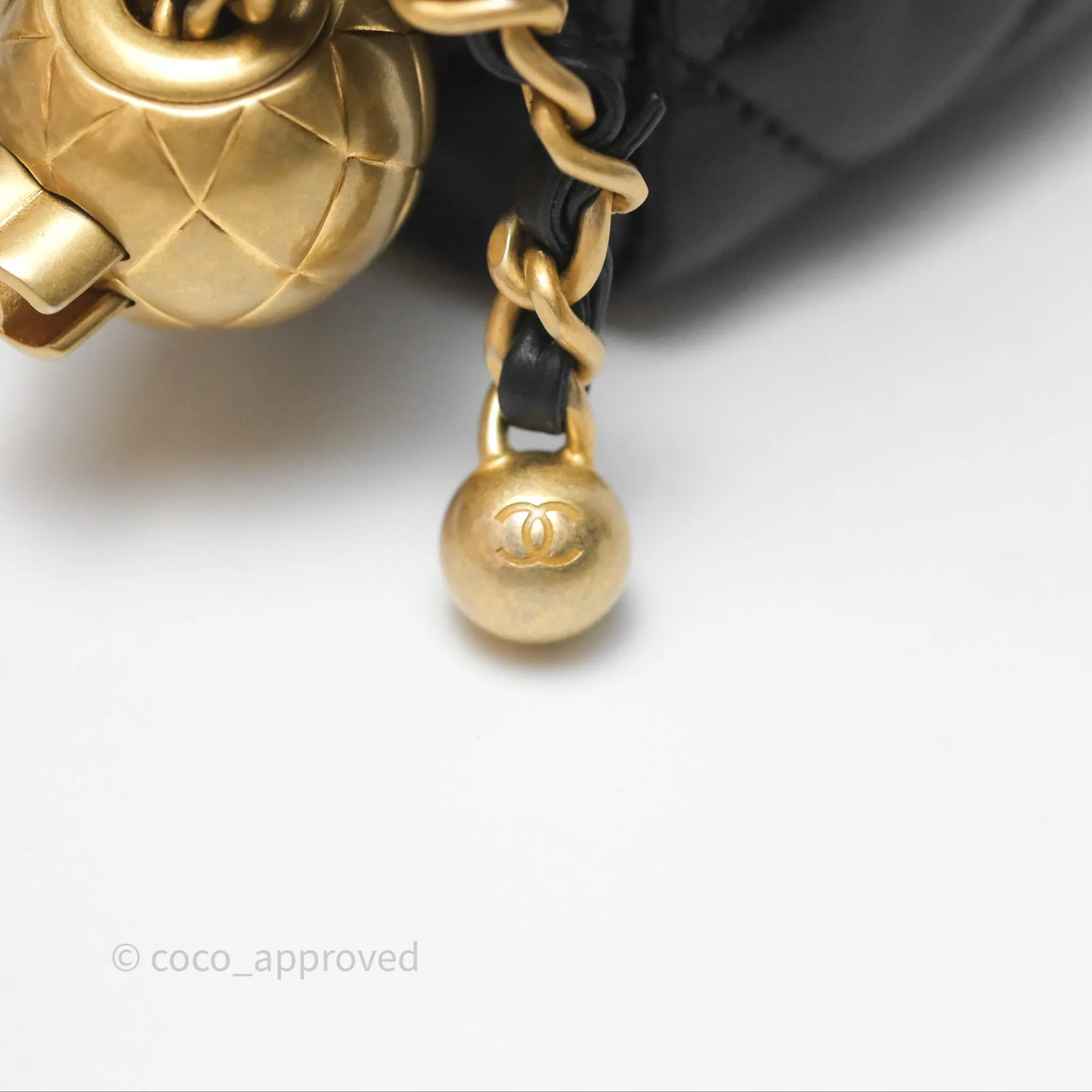 Chanel Pearl Crush Mini Square Quilted Black Lambskin Aged Gold Hardware