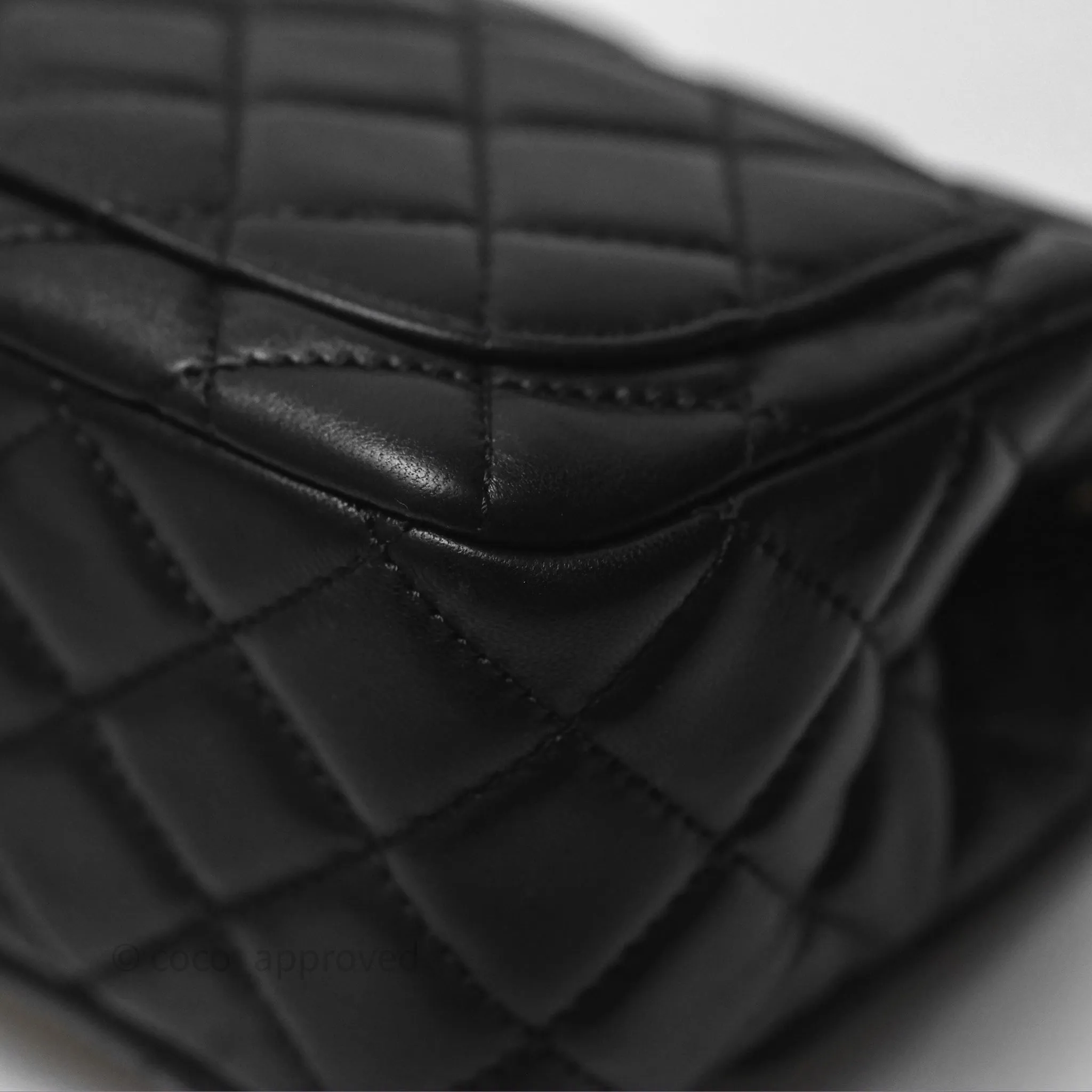 Chanel Pearl Crush Mini Square Quilted Black Lambskin Aged Gold Hardware