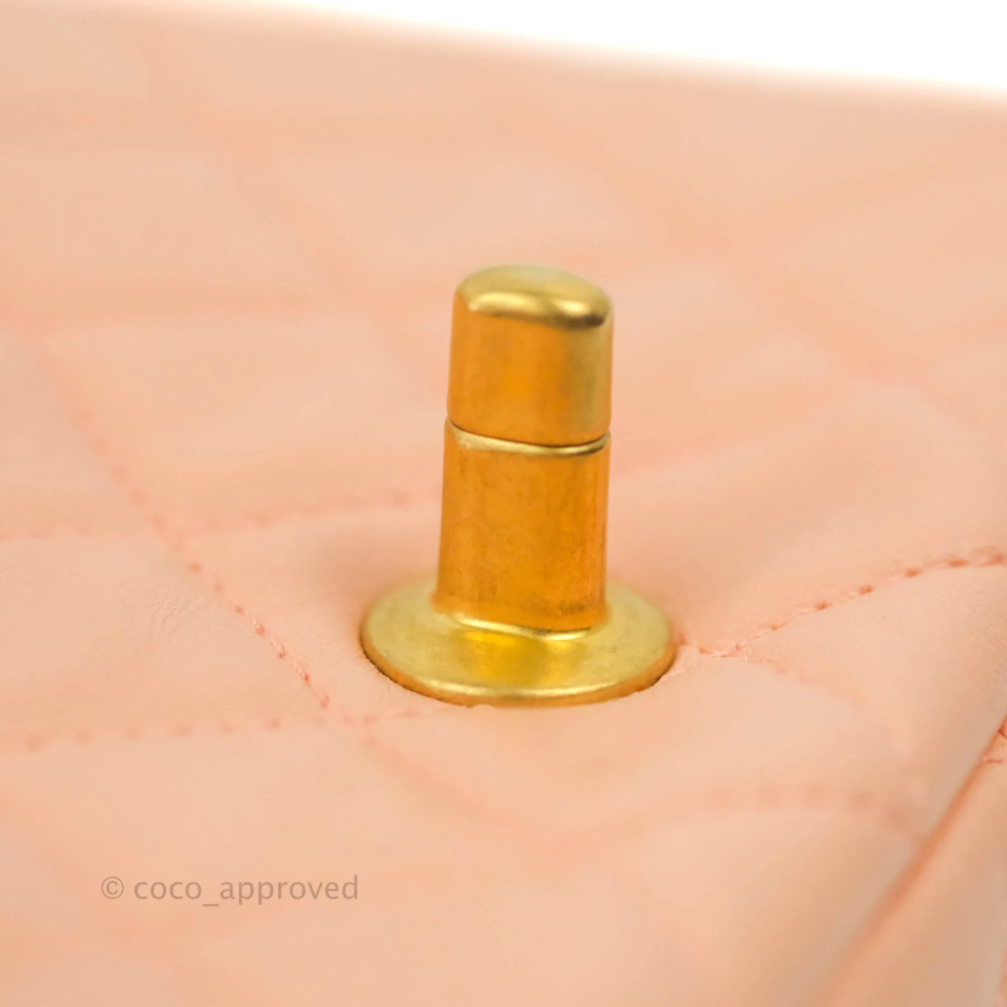 Chanel Pearl Crush Mini Square Quilted Peach Beige Lambskin Aged Gold Hardware