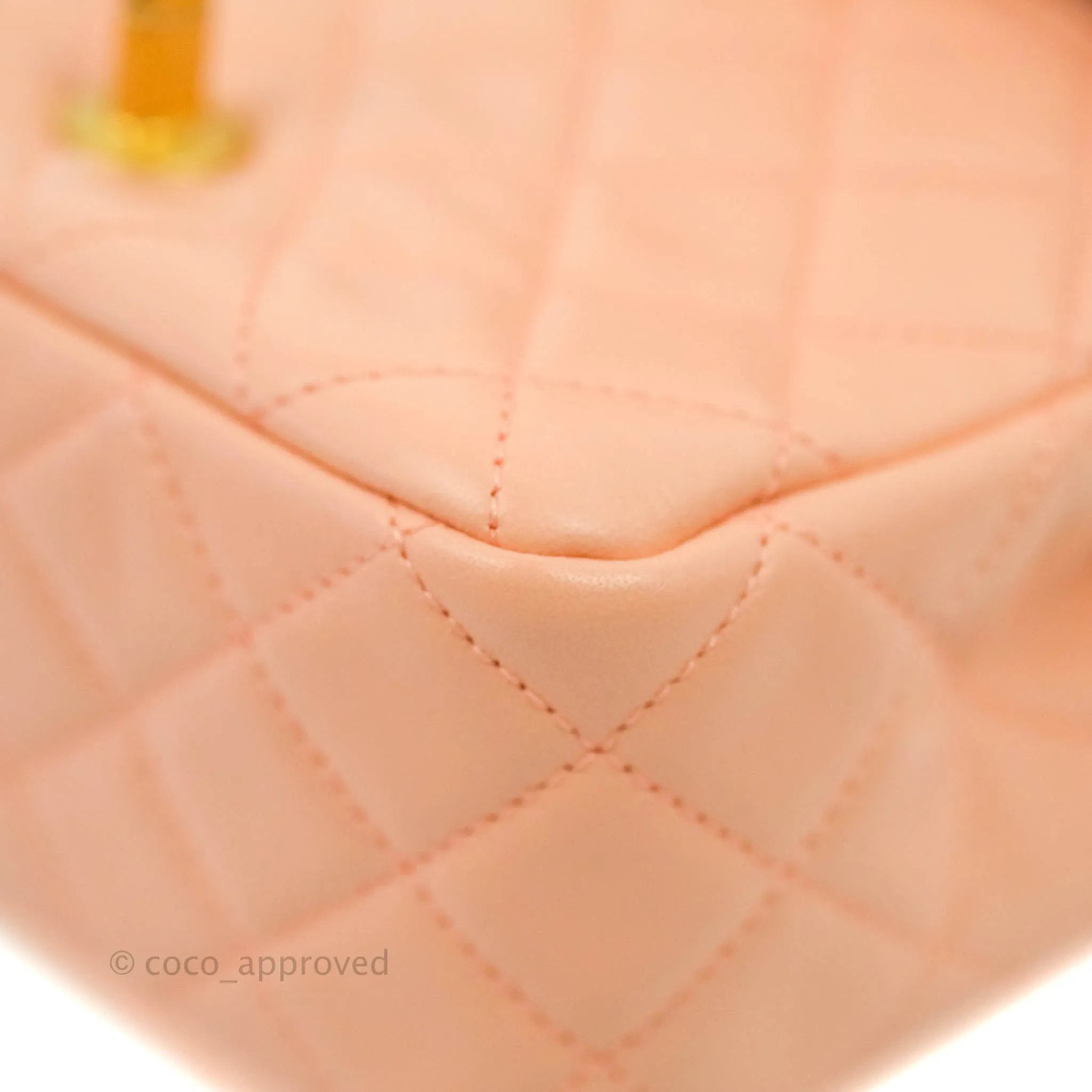 Chanel Pearl Crush Mini Square Quilted Peach Beige Lambskin Aged Gold Hardware
