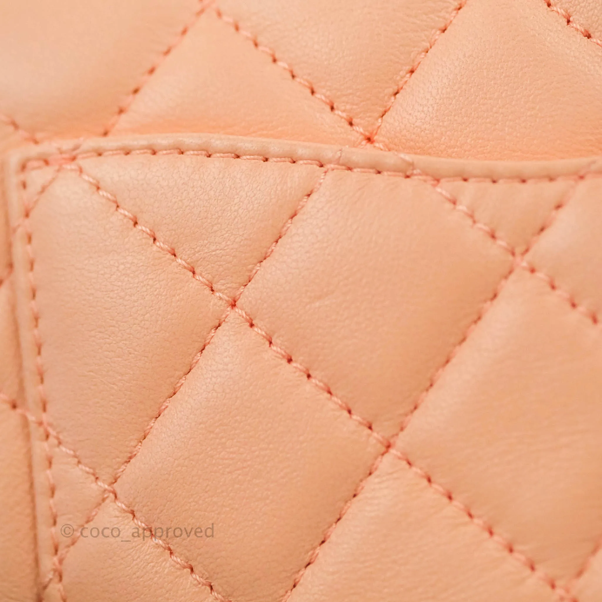 Chanel Pearl Crush Mini Square Quilted Peach Beige Lambskin Aged Gold Hardware