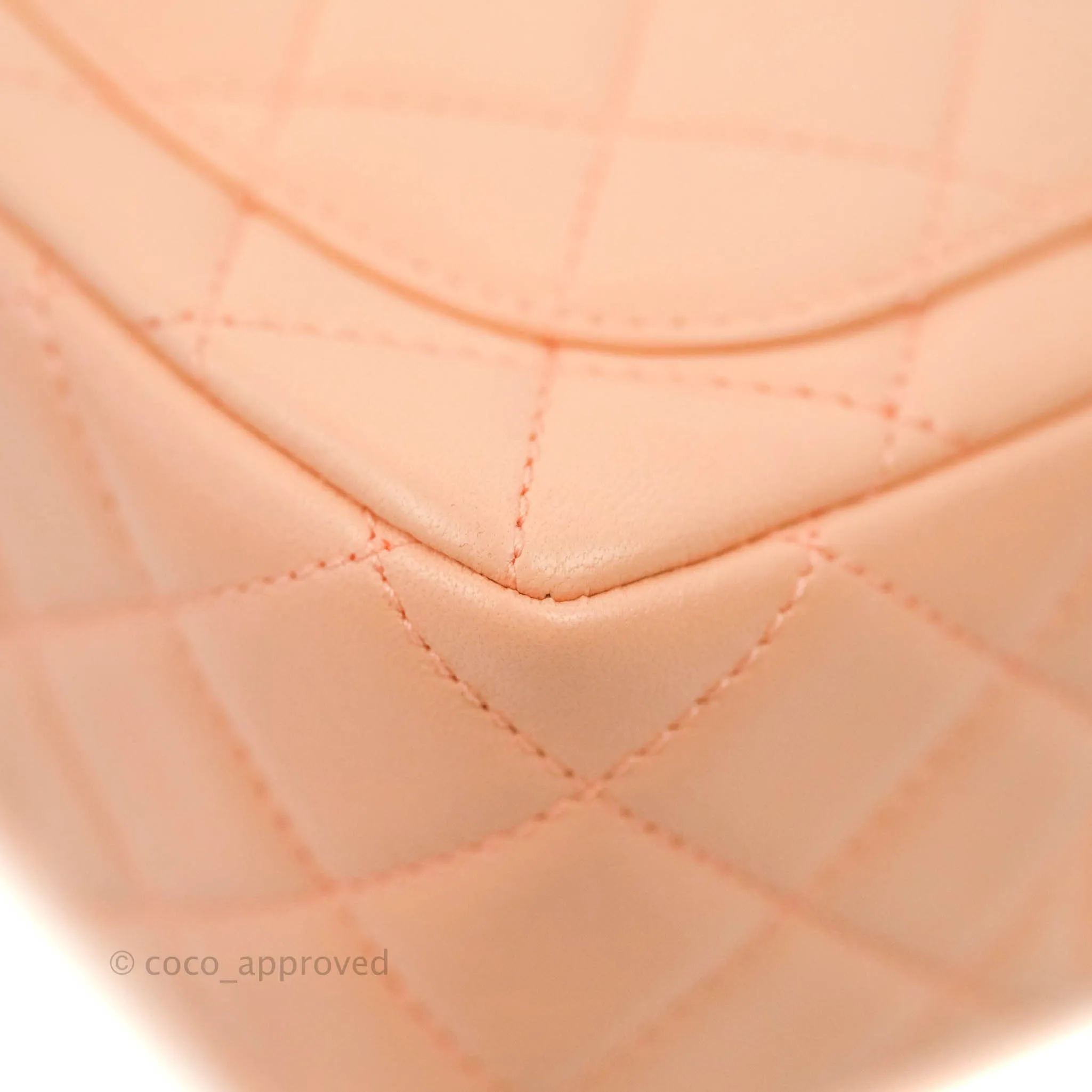Chanel Pearl Crush Mini Square Quilted Peach Beige Lambskin Aged Gold Hardware