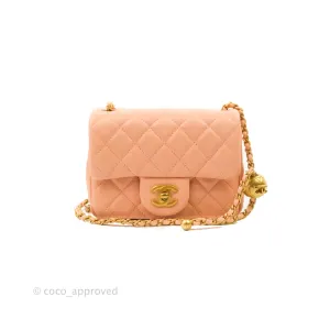 Chanel Pearl Crush Mini Square Quilted Peach Beige Lambskin Aged Gold Hardware