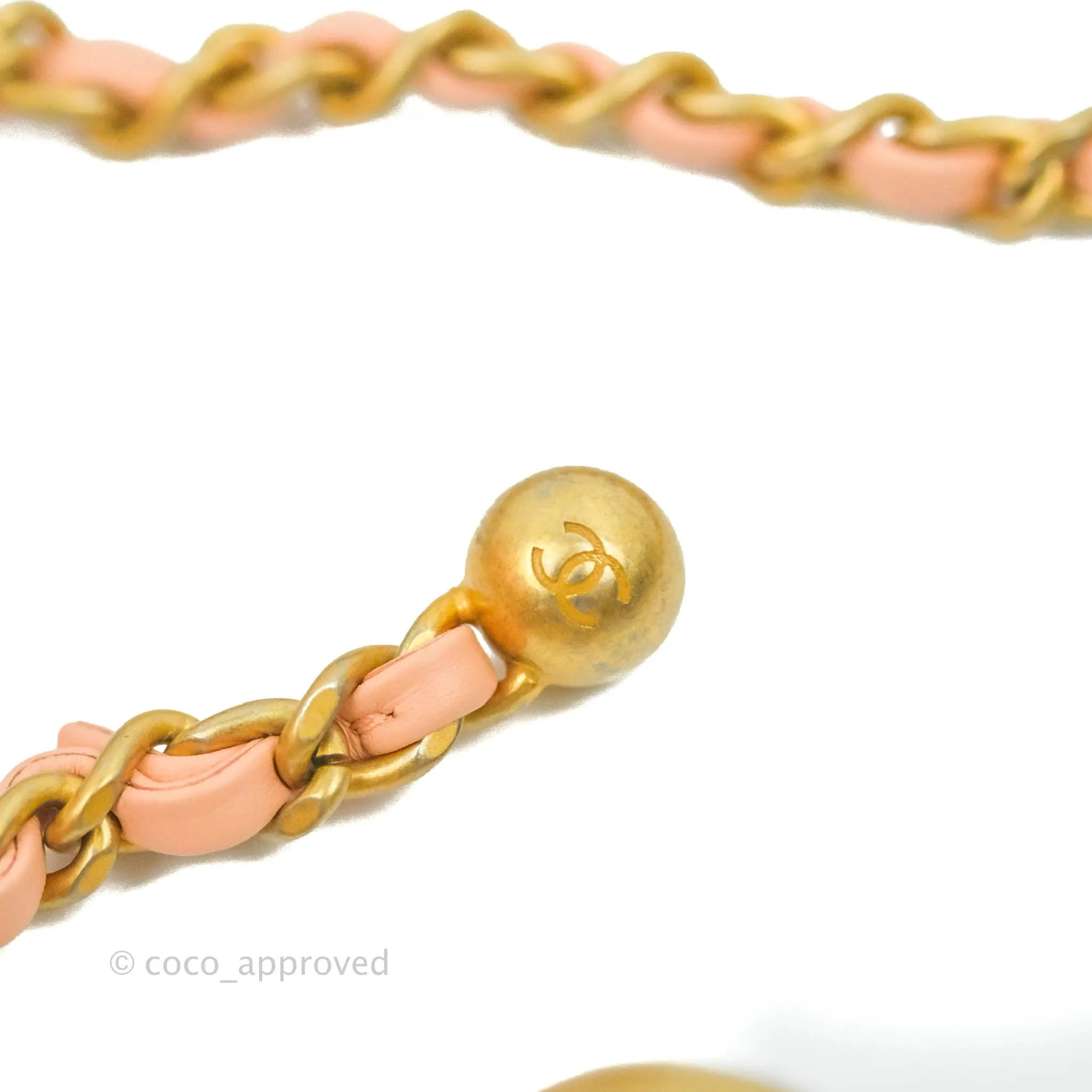 Chanel Pearl Crush Mini Square Quilted Peach Beige Lambskin Aged Gold Hardware
