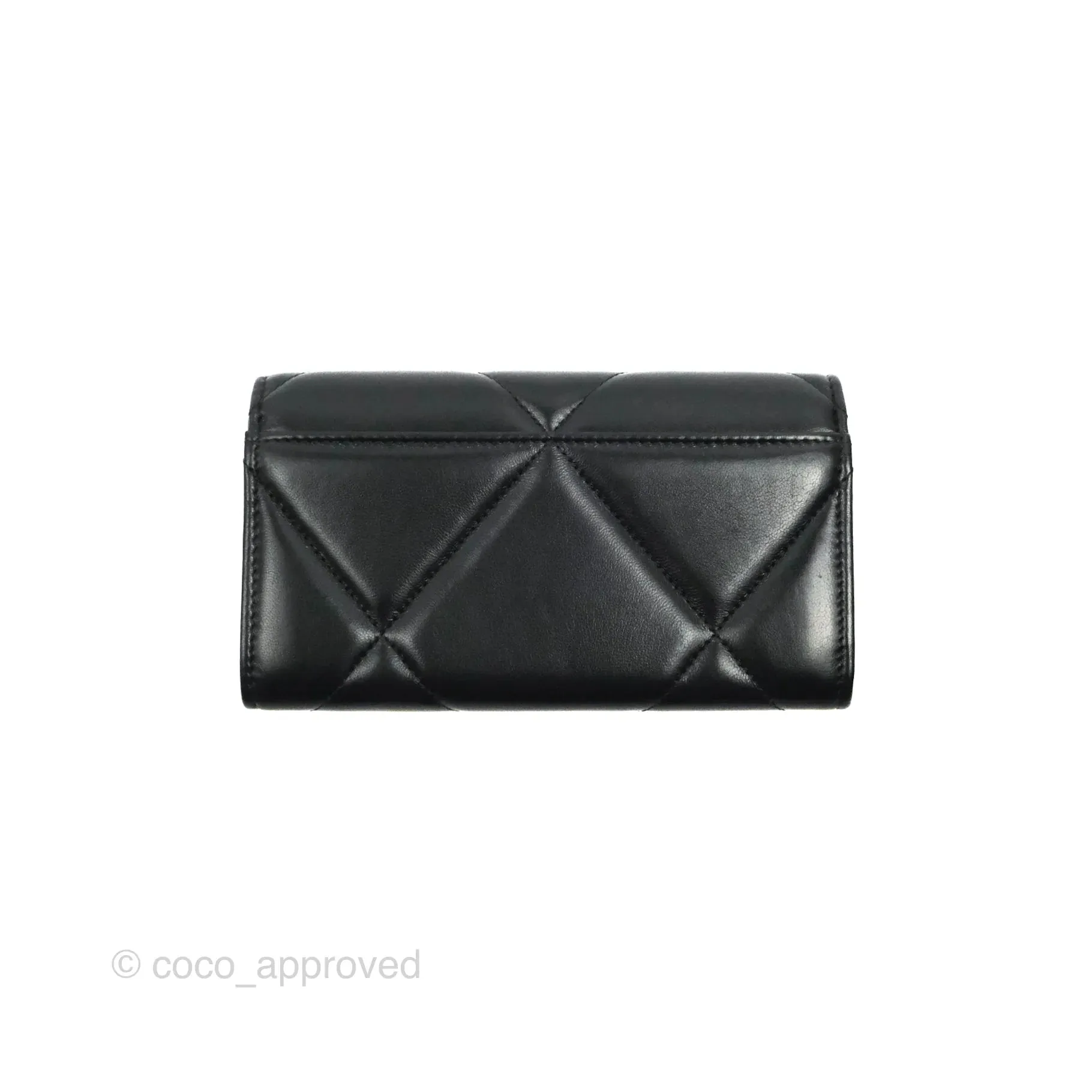 Chanel Quilted 19 Flap Wallet Black Lambskin