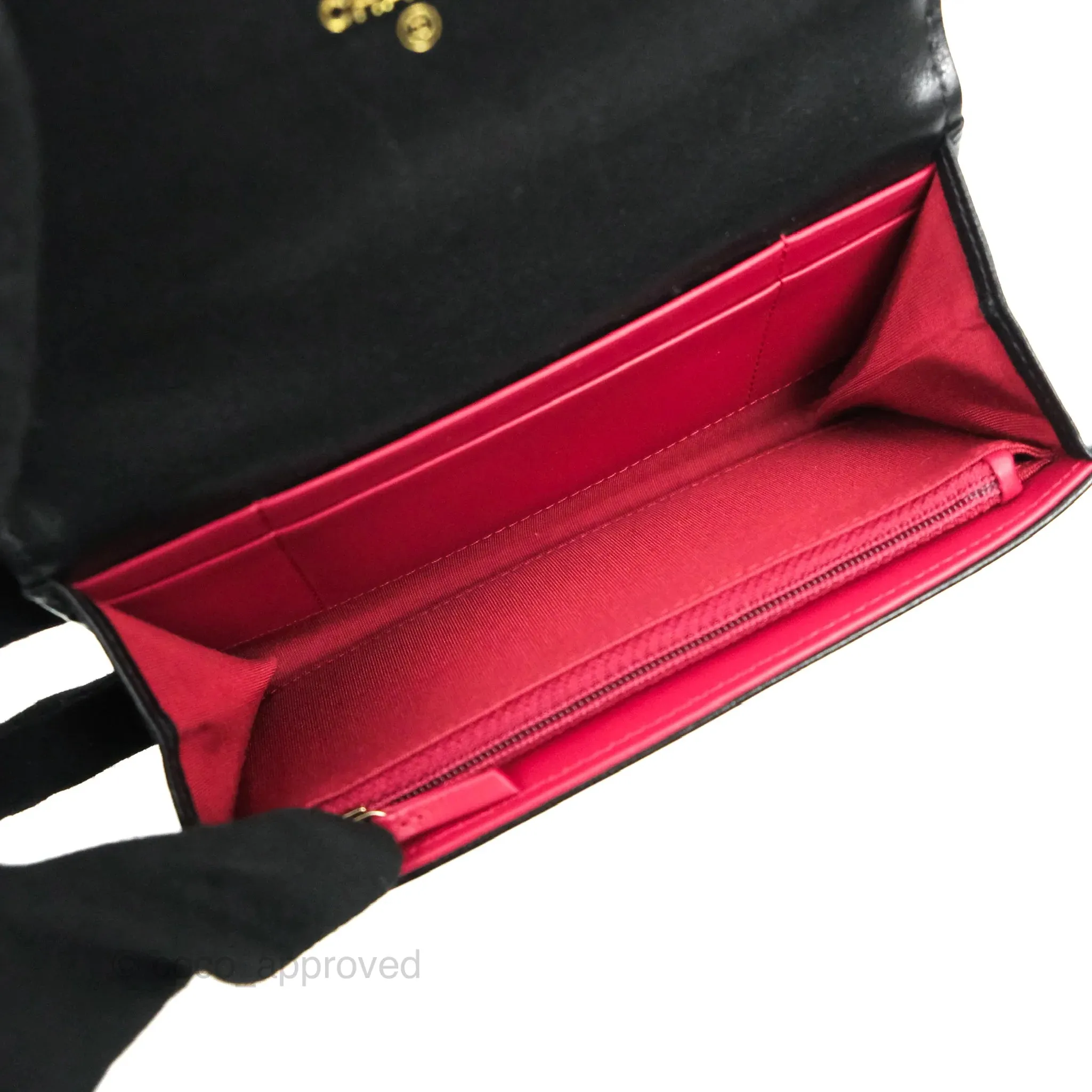 Chanel Quilted 19 Flap Wallet Black Lambskin