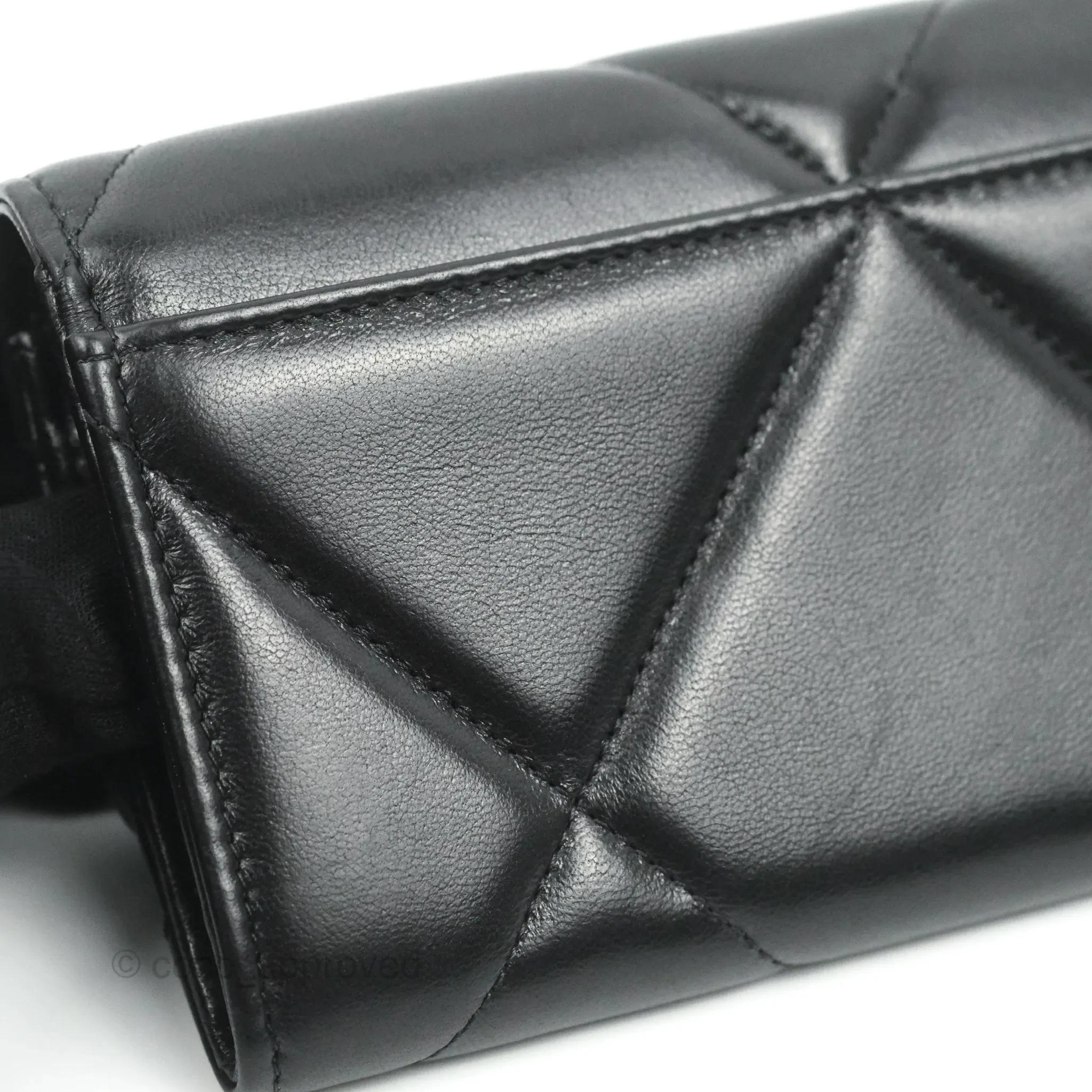 Chanel Quilted 19 Flap Wallet Black Lambskin