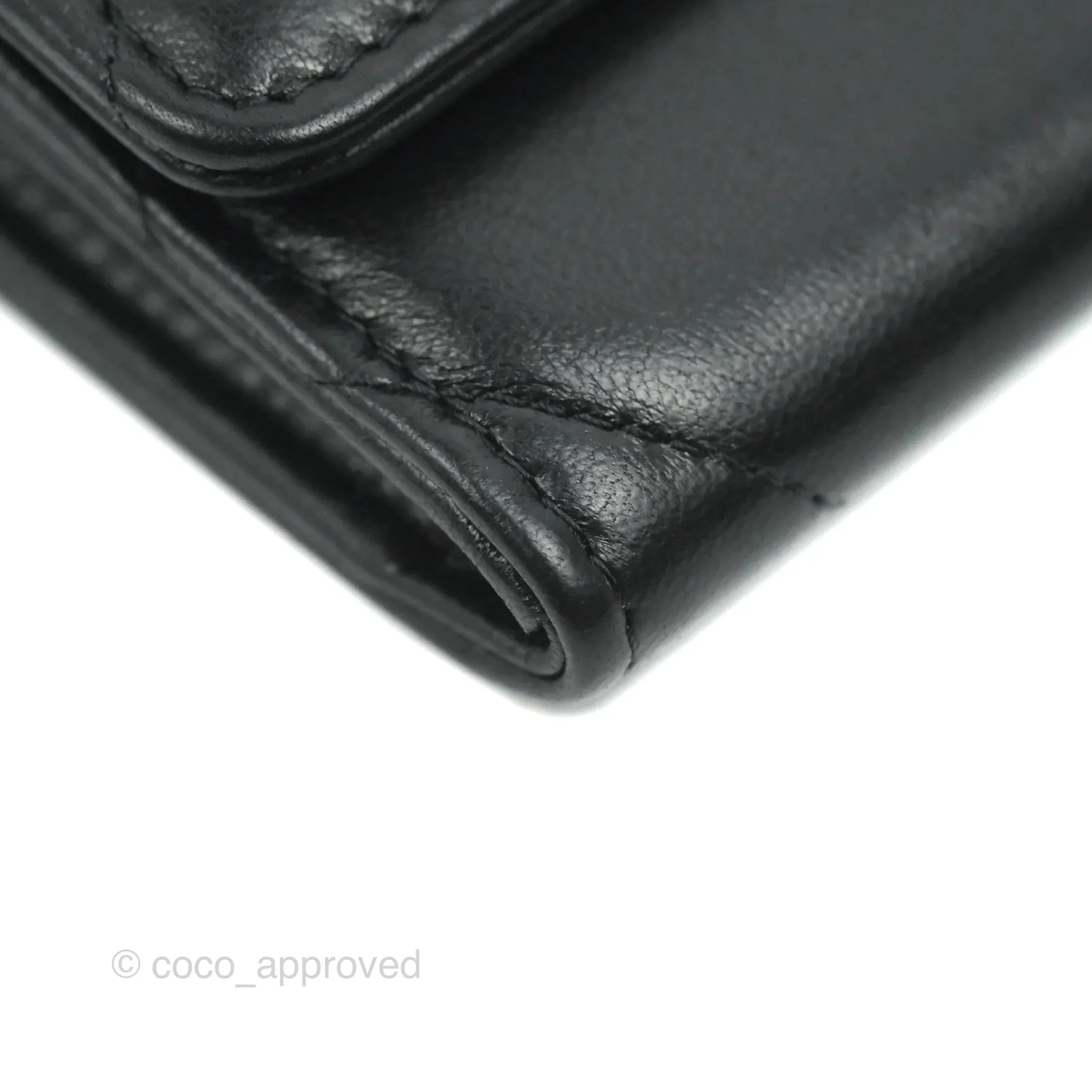 Chanel Quilted 19 Flap Wallet Black Lambskin