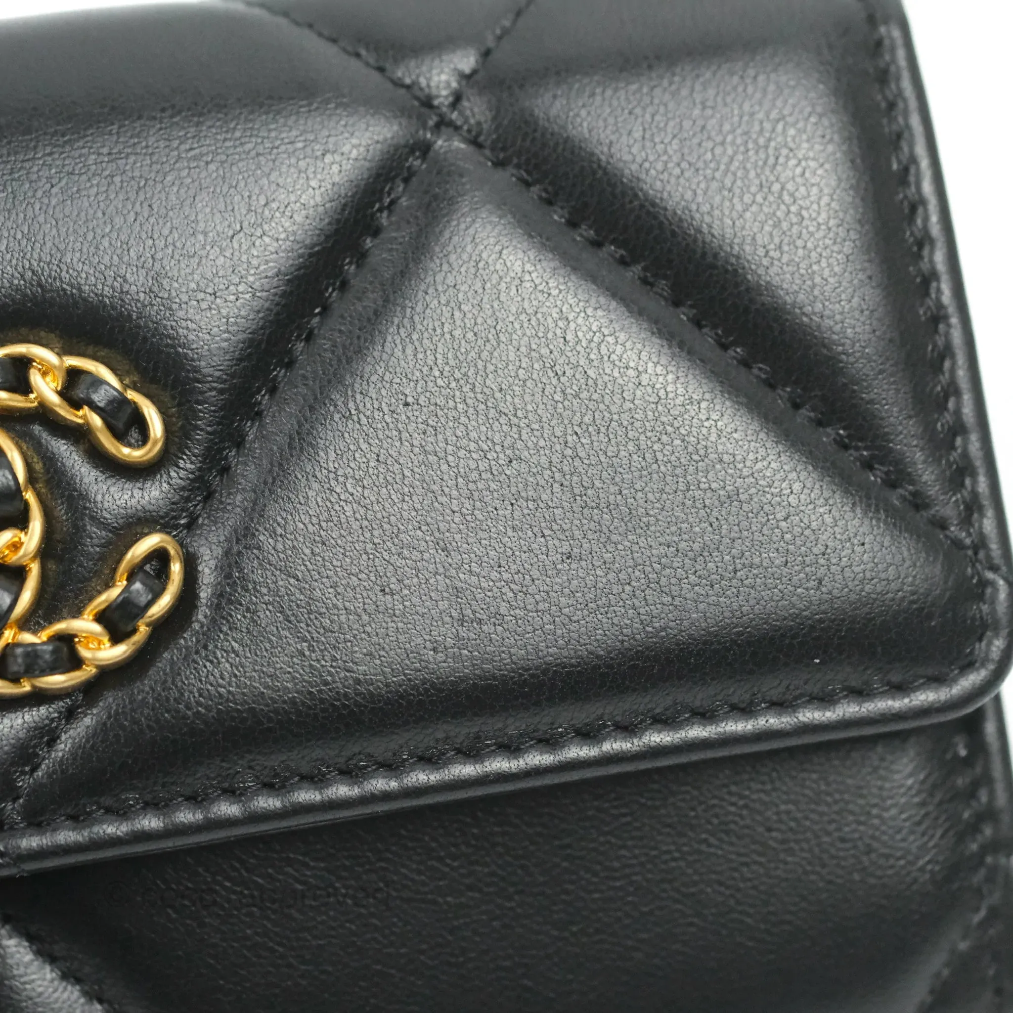 Chanel Quilted 19 Flap Wallet Black Lambskin