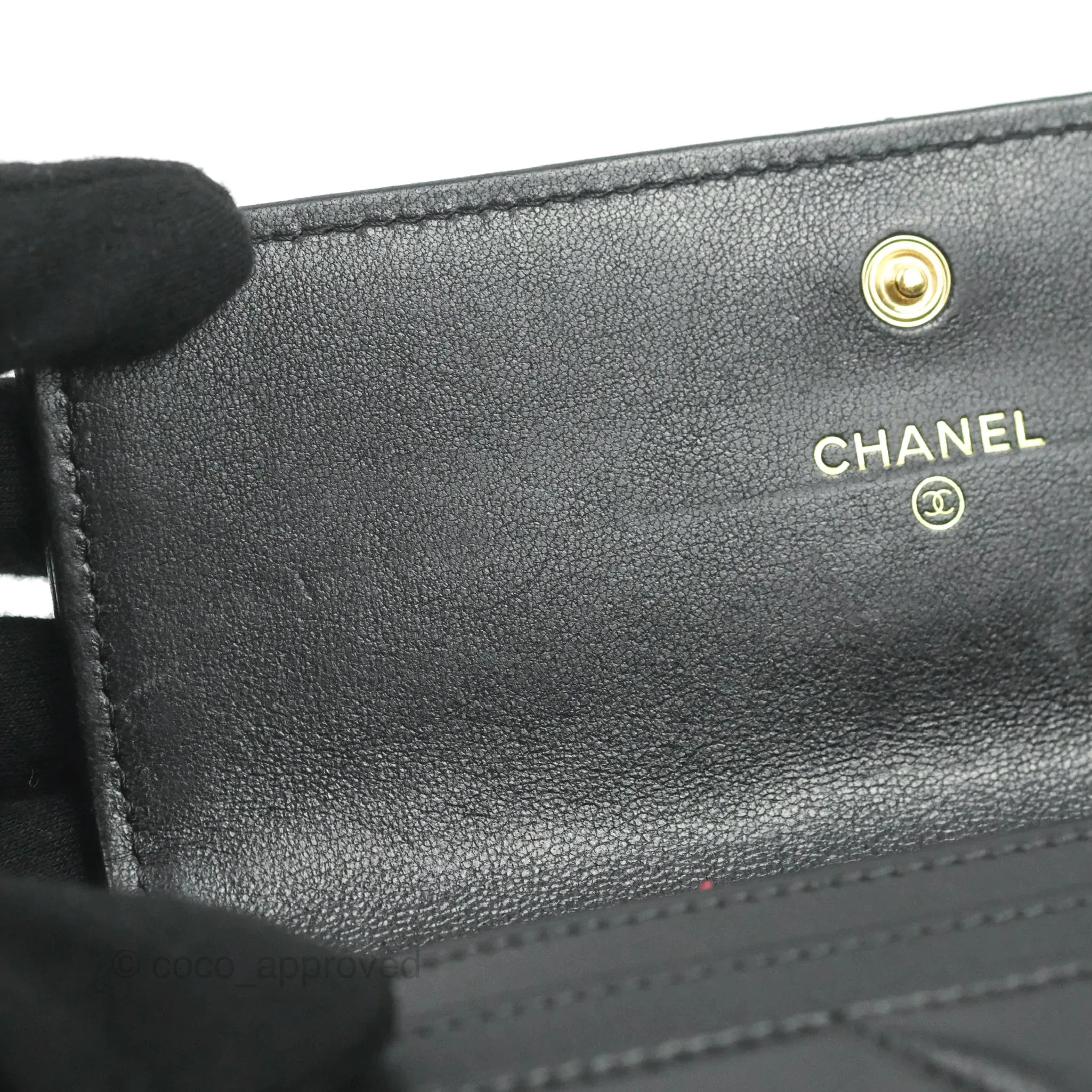 Chanel Quilted 19 Flap Wallet Black Lambskin