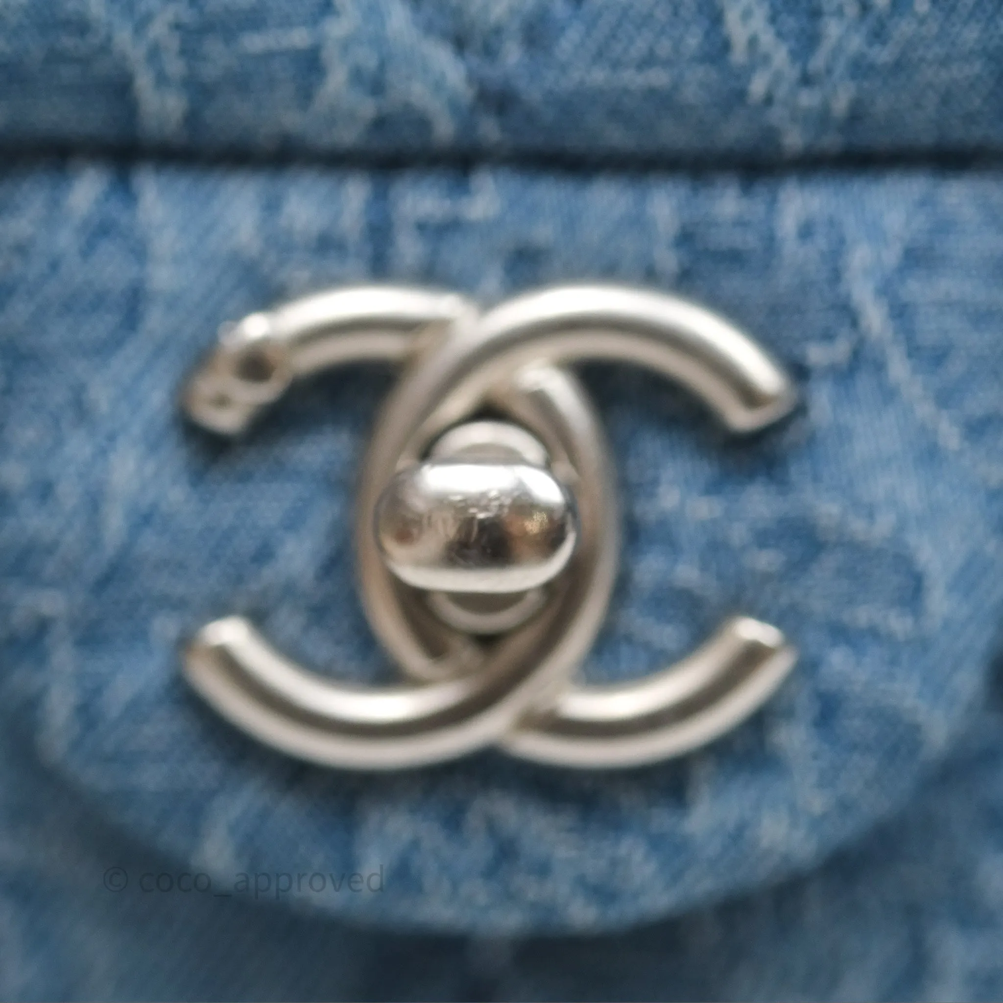 Chanel Quilted Camellia Printed Heart Crush Mini Flap Bag Blue Denim Aged Silver Hardware