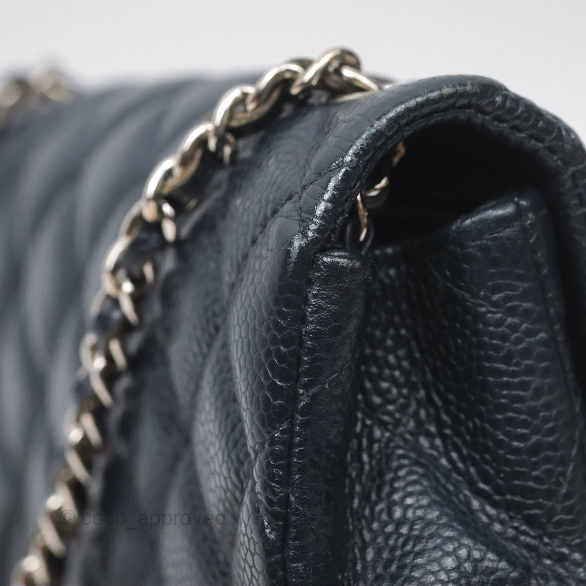 Chanel Quilted Extra Mini Rectangular Flap Dark Navy Caviar Silver Hardware