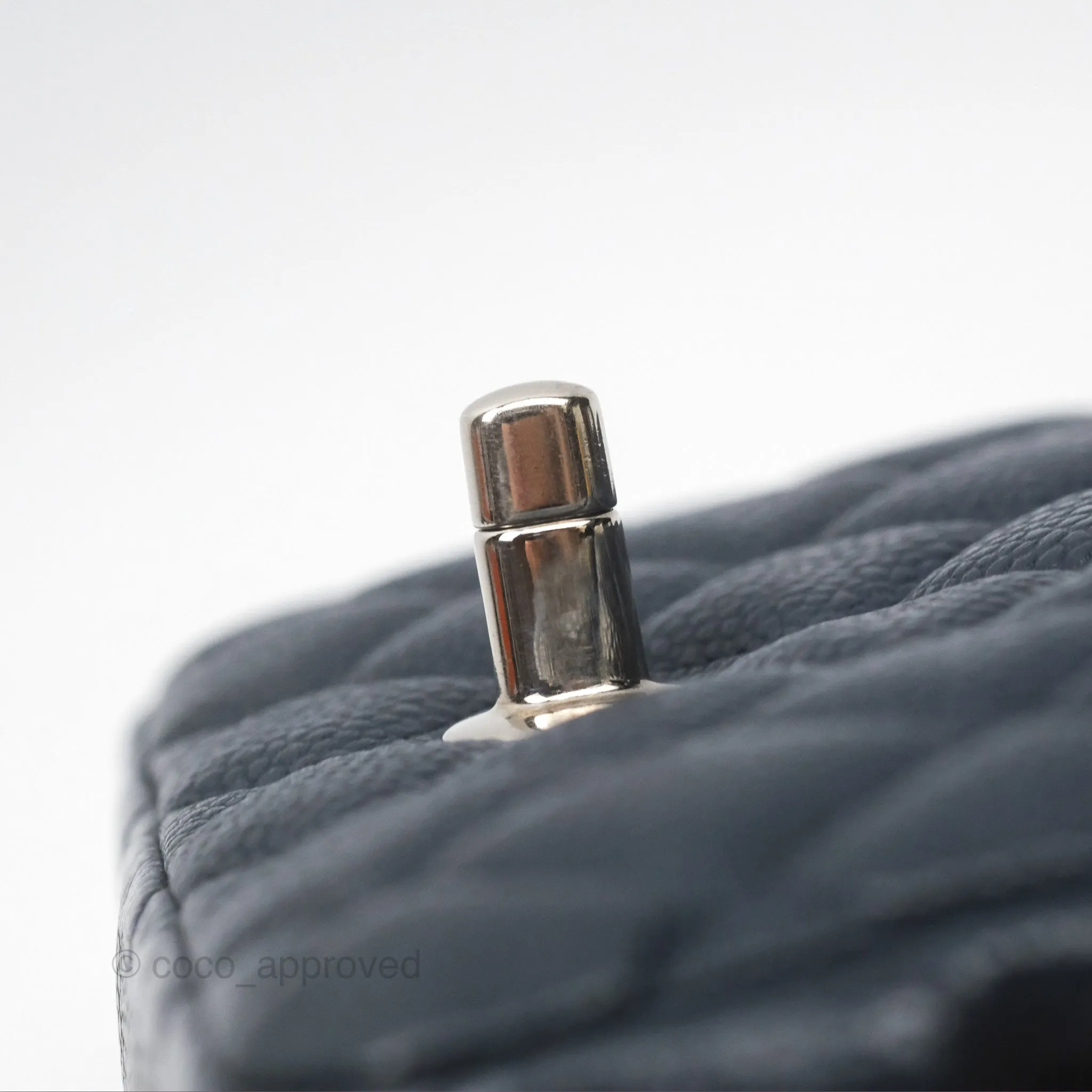 Chanel Quilted Extra Mini Rectangular Flap Dark Navy Caviar Silver Hardware