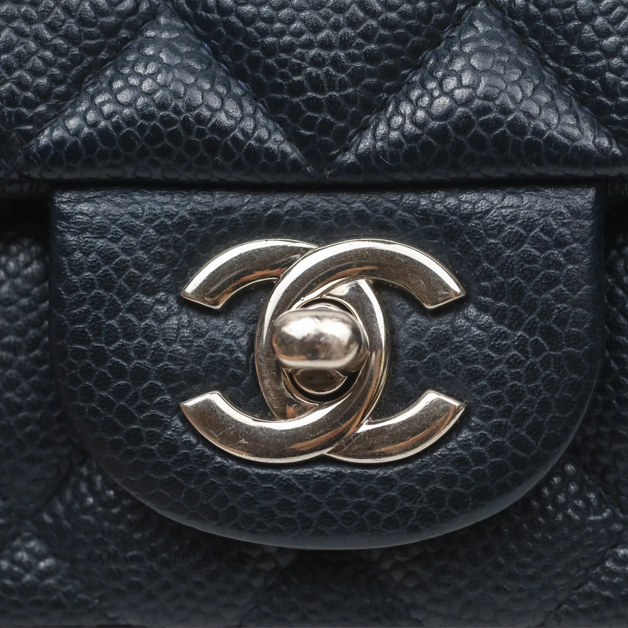 Chanel Quilted Extra Mini Rectangular Flap Dark Navy Caviar Silver Hardware