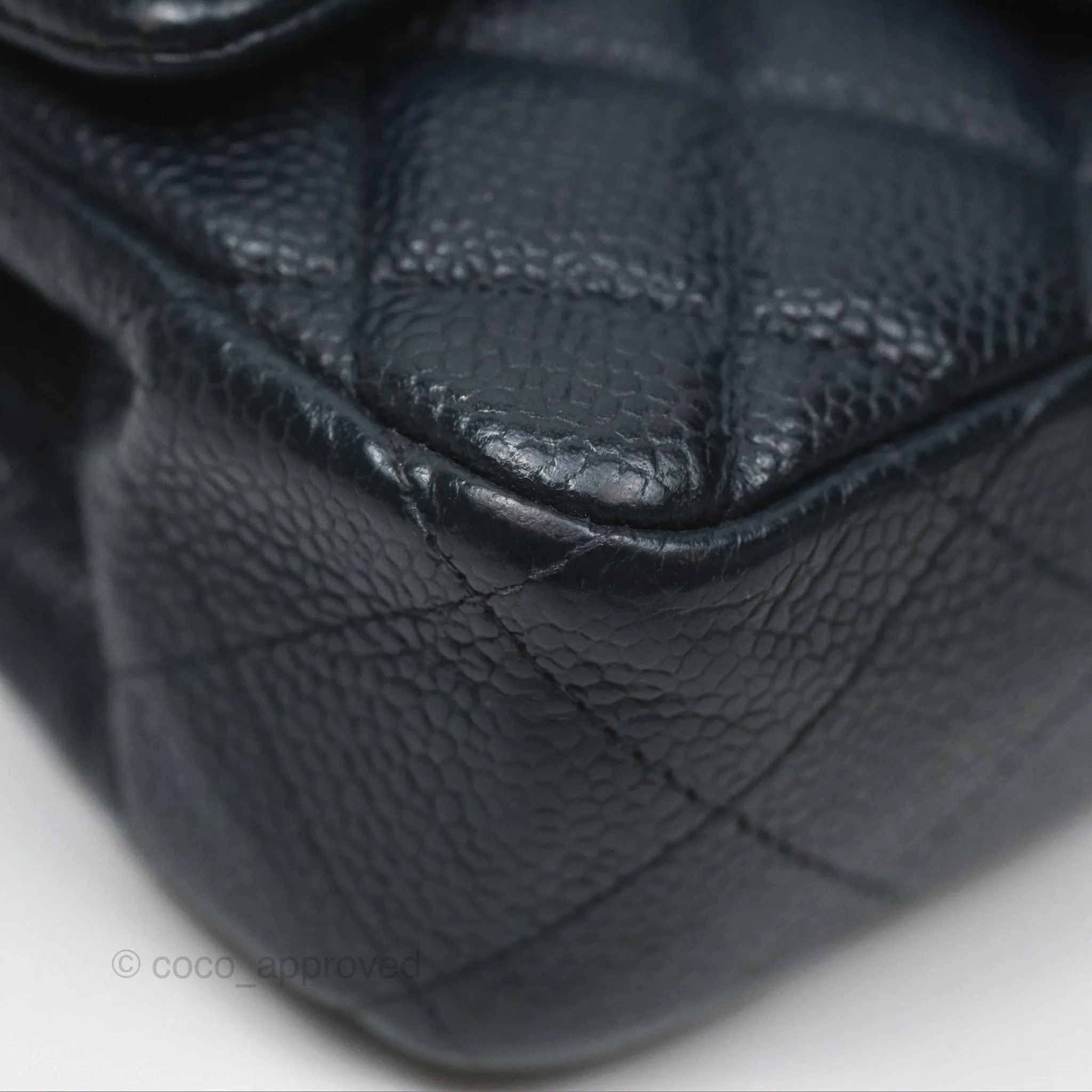 Chanel Quilted Extra Mini Rectangular Flap Dark Navy Caviar Silver Hardware