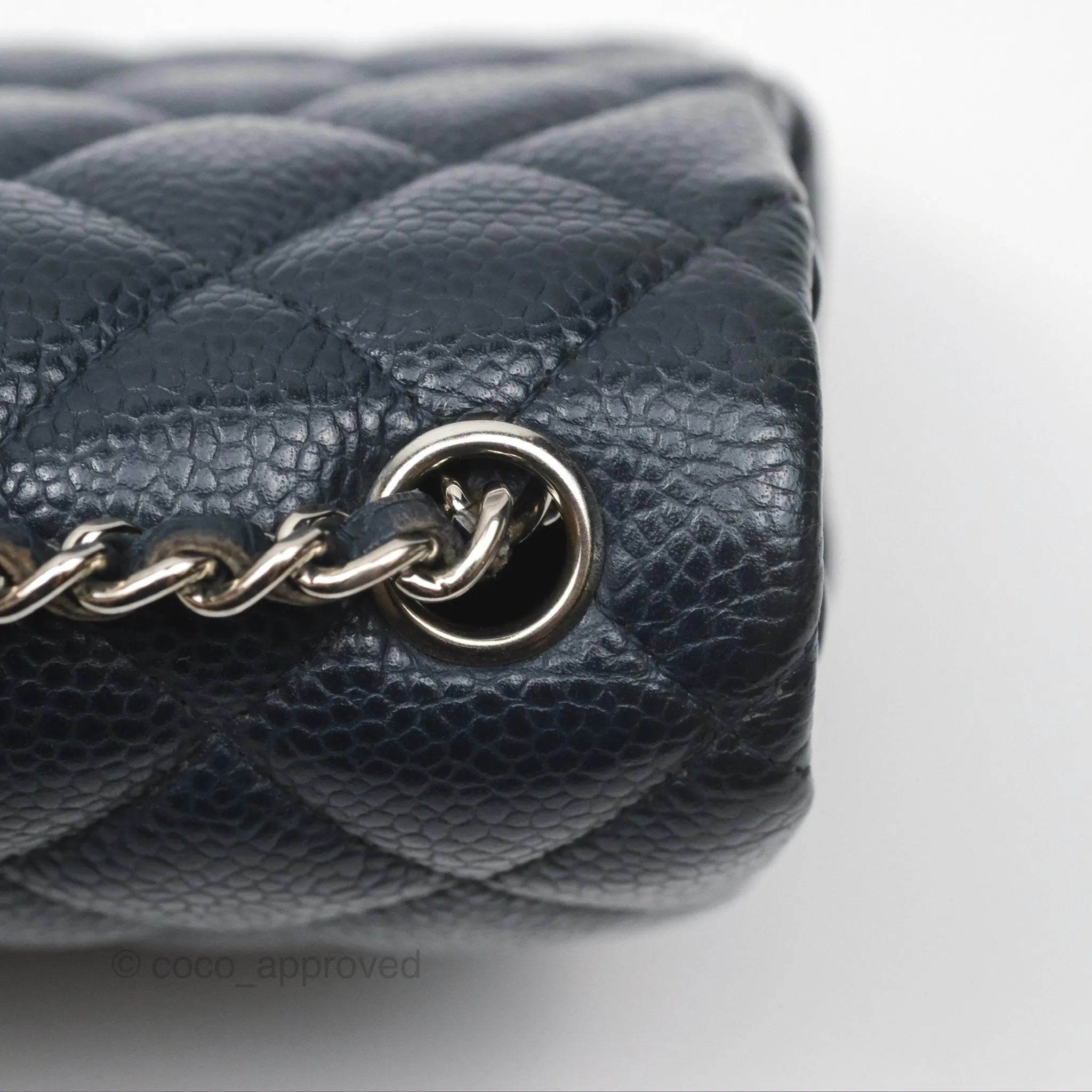 Chanel Quilted Extra Mini Rectangular Flap Dark Navy Caviar Silver Hardware