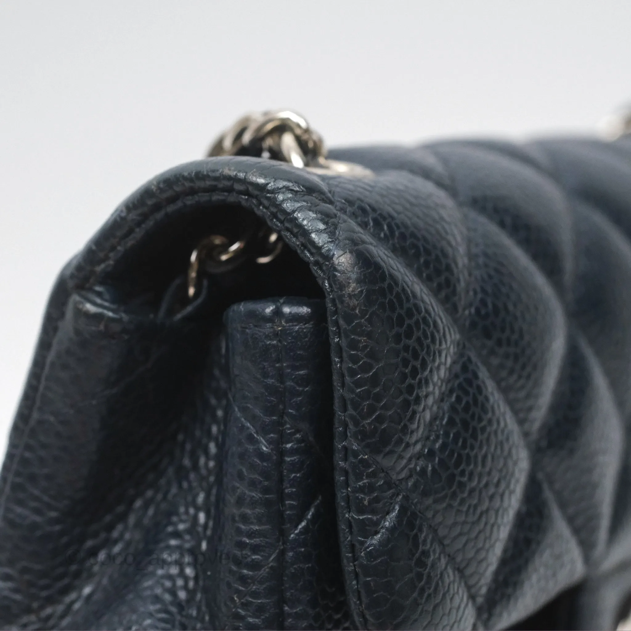 Chanel Quilted Extra Mini Rectangular Flap Dark Navy Caviar Silver Hardware