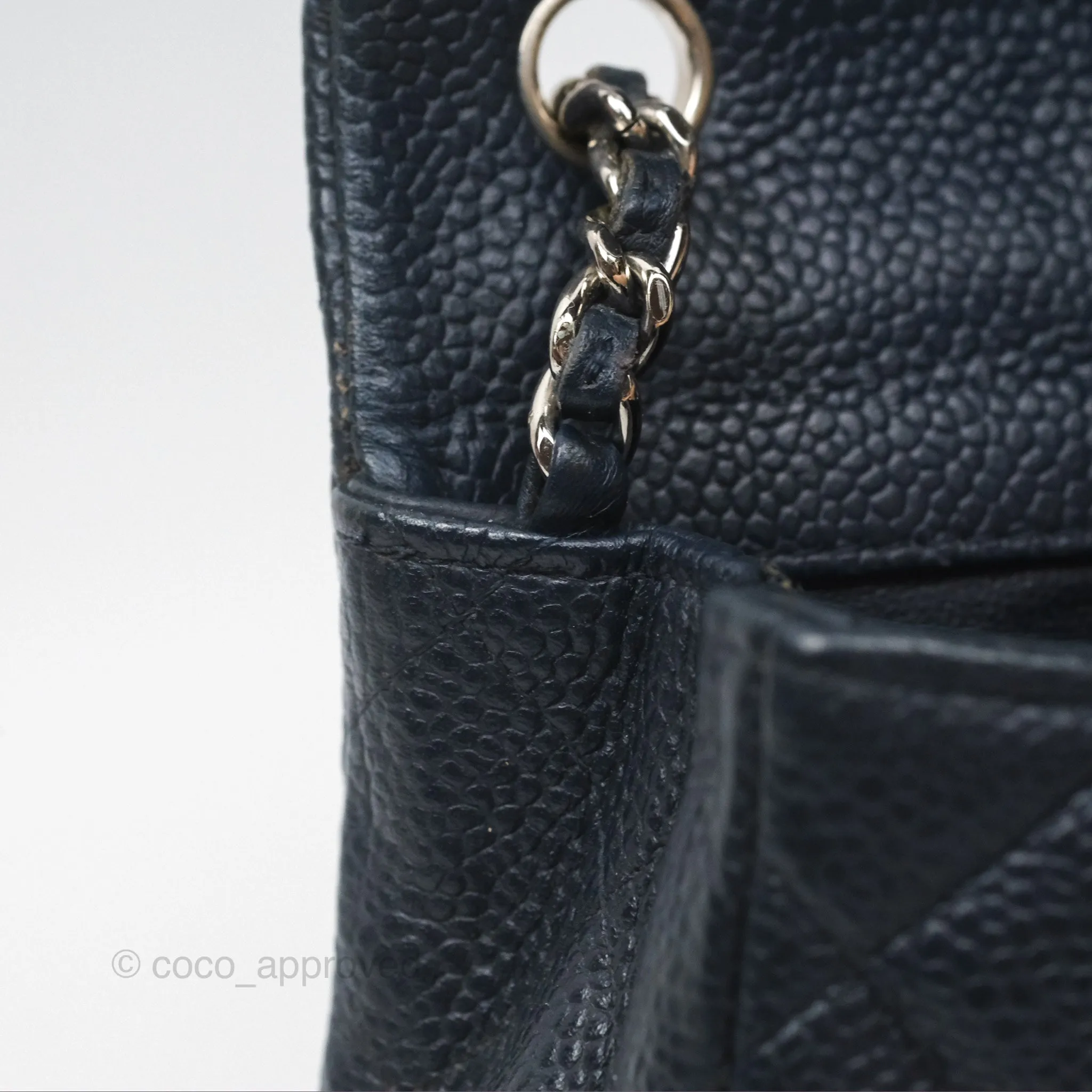 Chanel Quilted Extra Mini Rectangular Flap Dark Navy Caviar Silver Hardware