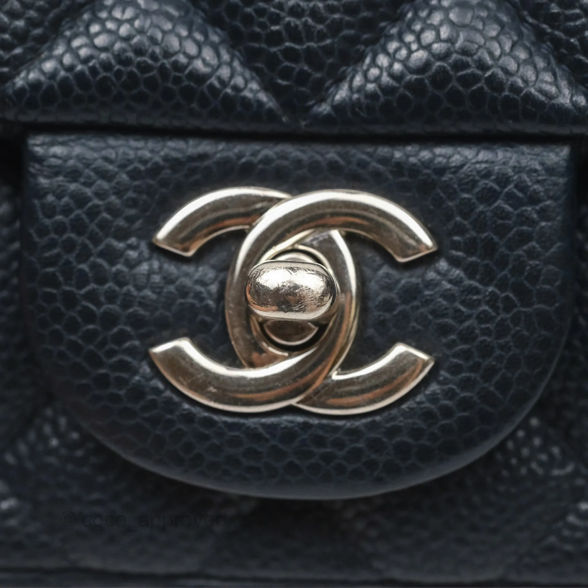 Chanel Quilted Extra Mini Rectangular Flap Dark Navy Caviar Silver Hardware