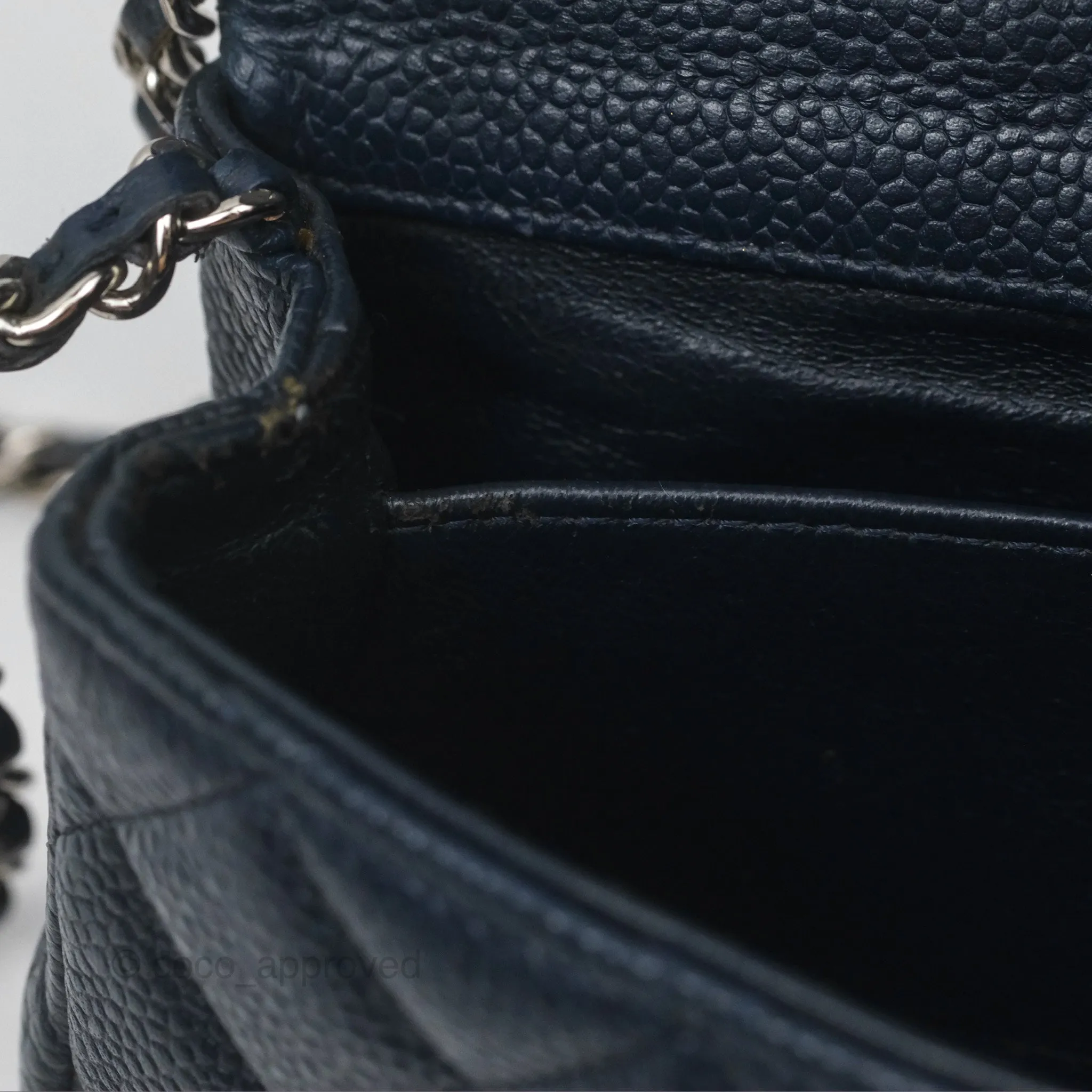 Chanel Quilted Extra Mini Rectangular Flap Dark Navy Caviar Silver Hardware