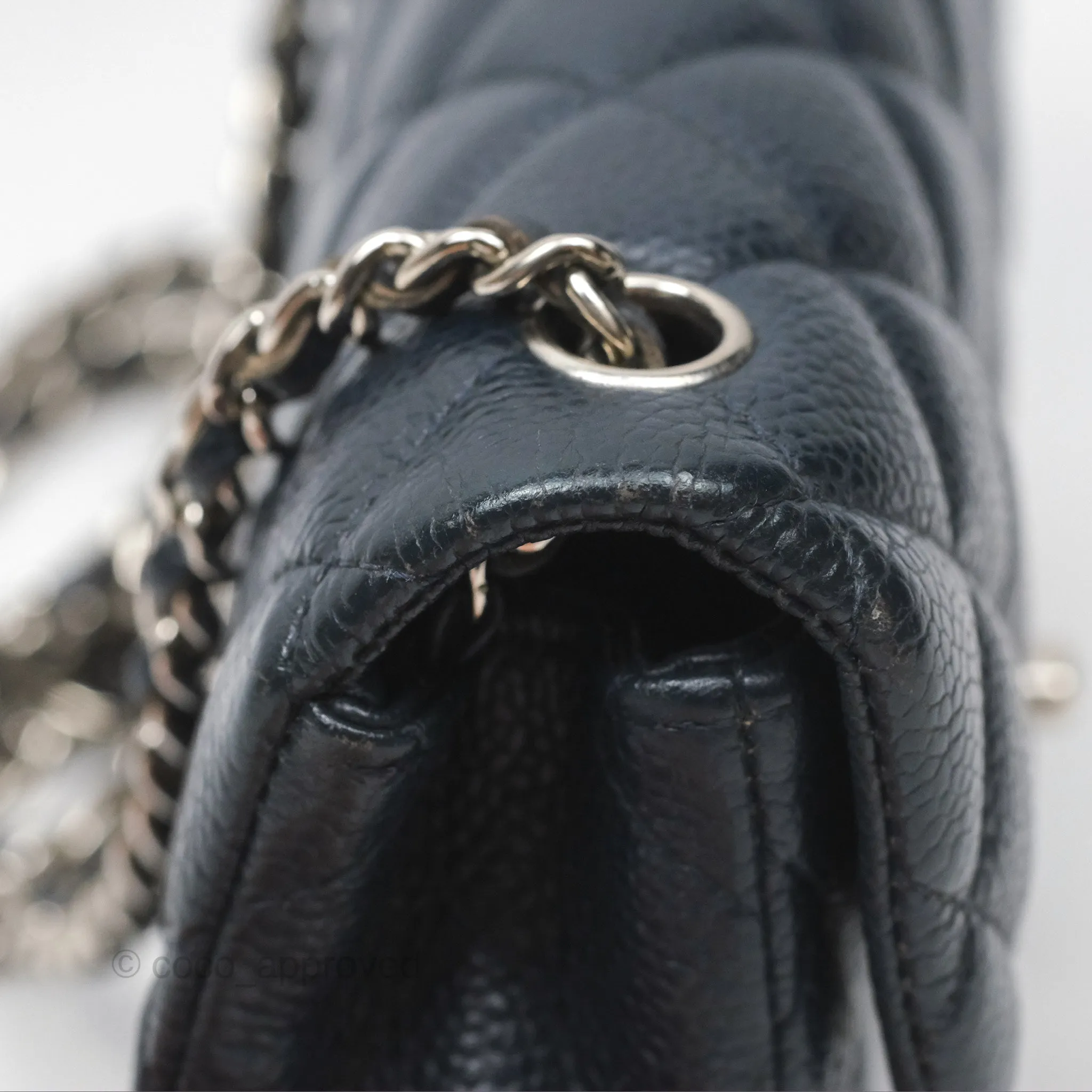 Chanel Quilted Extra Mini Rectangular Flap Dark Navy Caviar Silver Hardware
