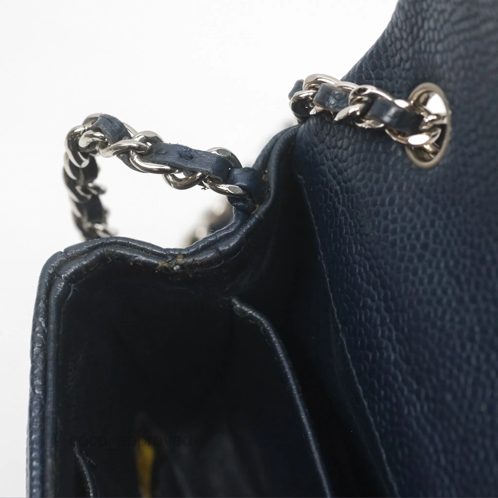 Chanel Quilted Extra Mini Rectangular Flap Dark Navy Caviar Silver Hardware