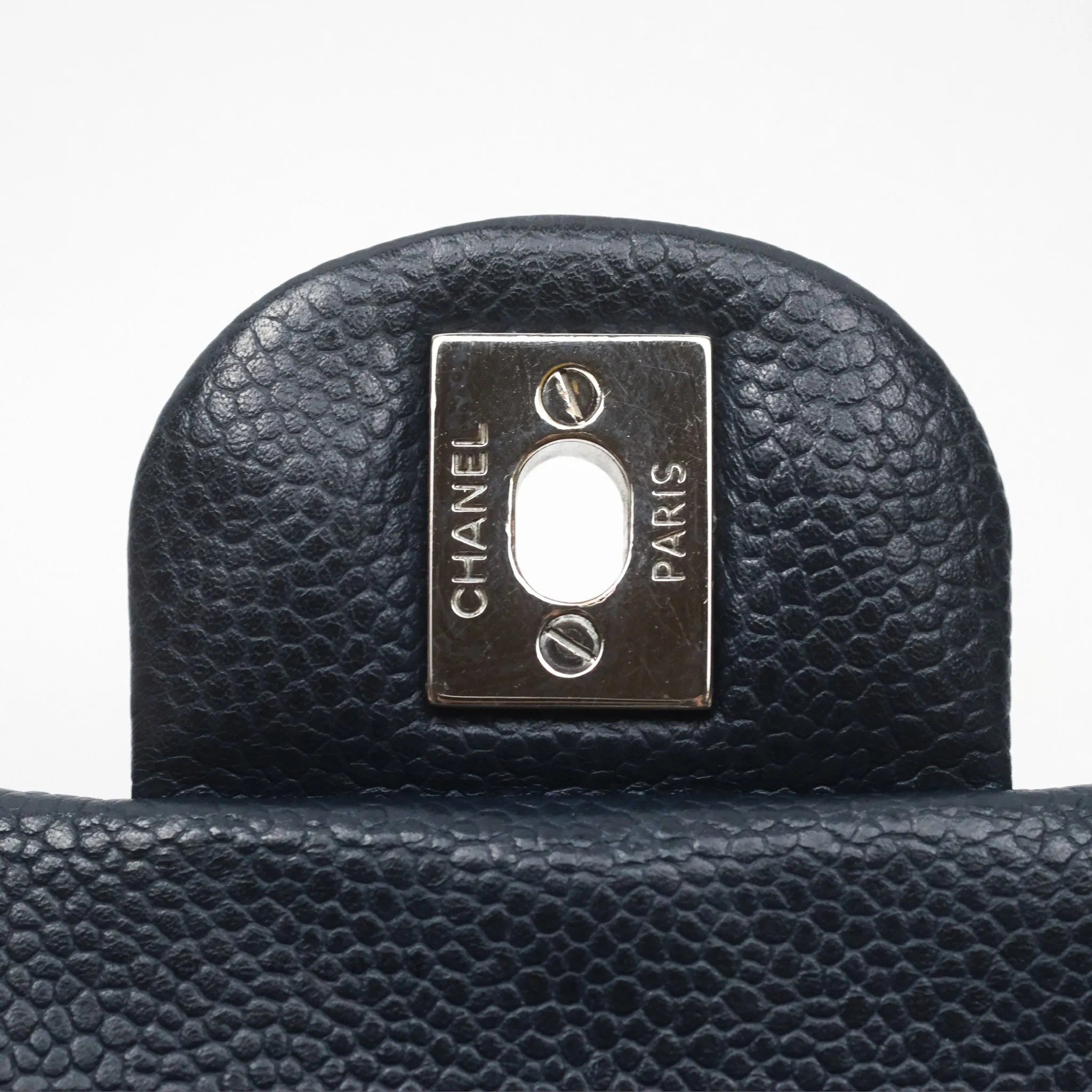 Chanel Quilted Extra Mini Rectangular Flap Dark Navy Caviar Silver Hardware