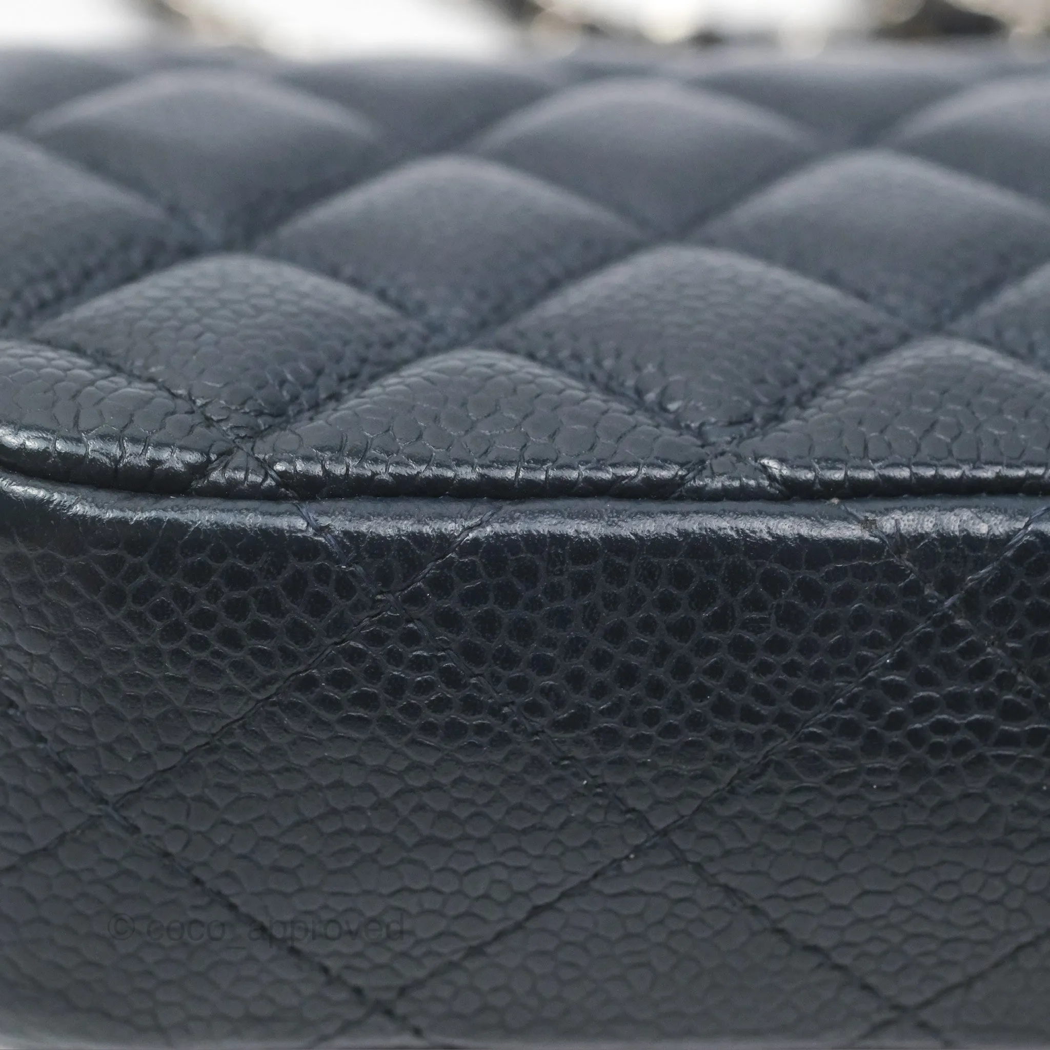 Chanel Quilted Extra Mini Rectangular Flap Dark Navy Caviar Silver Hardware