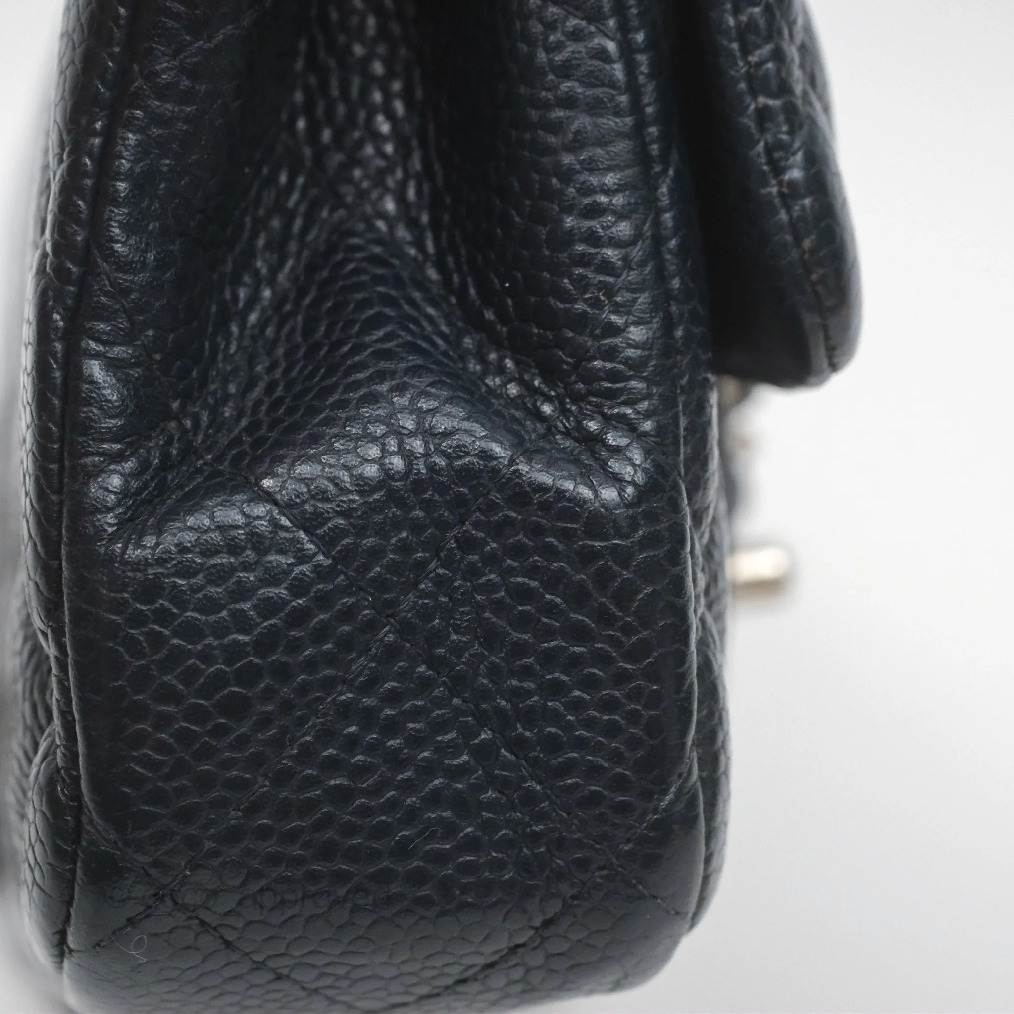 Chanel Quilted Extra Mini Rectangular Flap Dark Navy Caviar Silver Hardware