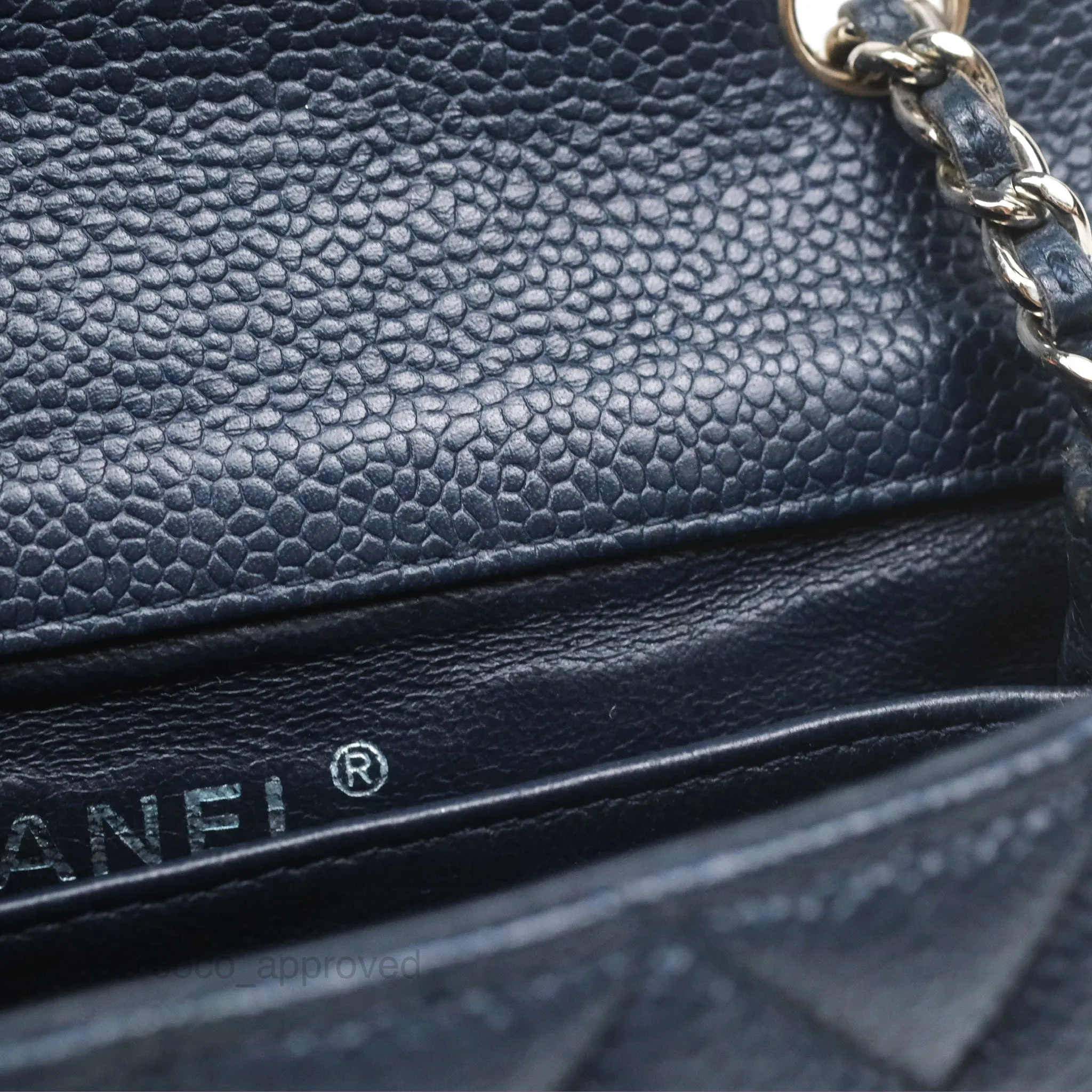 Chanel Quilted Extra Mini Rectangular Flap Dark Navy Caviar Silver Hardware