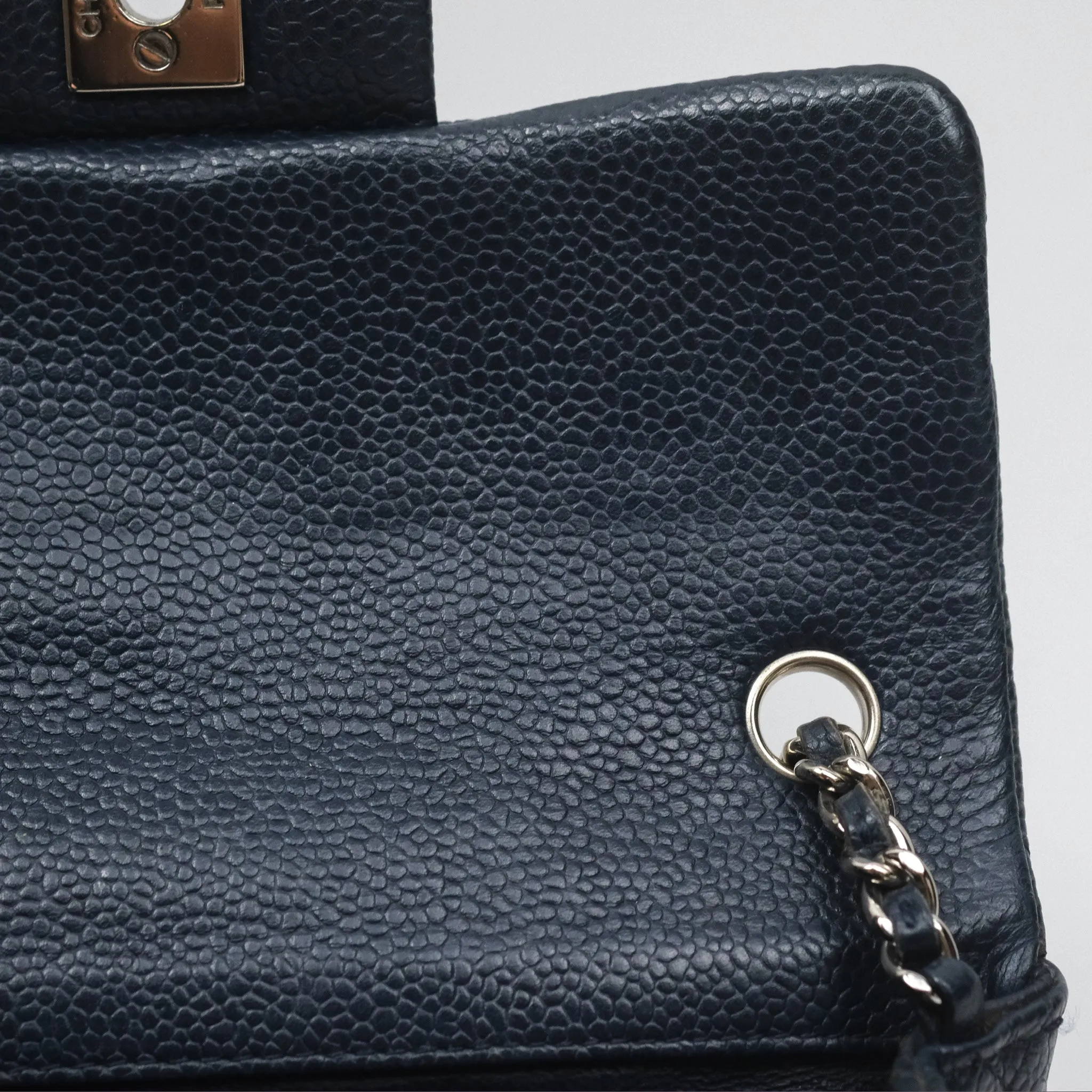 Chanel Quilted Extra Mini Rectangular Flap Dark Navy Caviar Silver Hardware