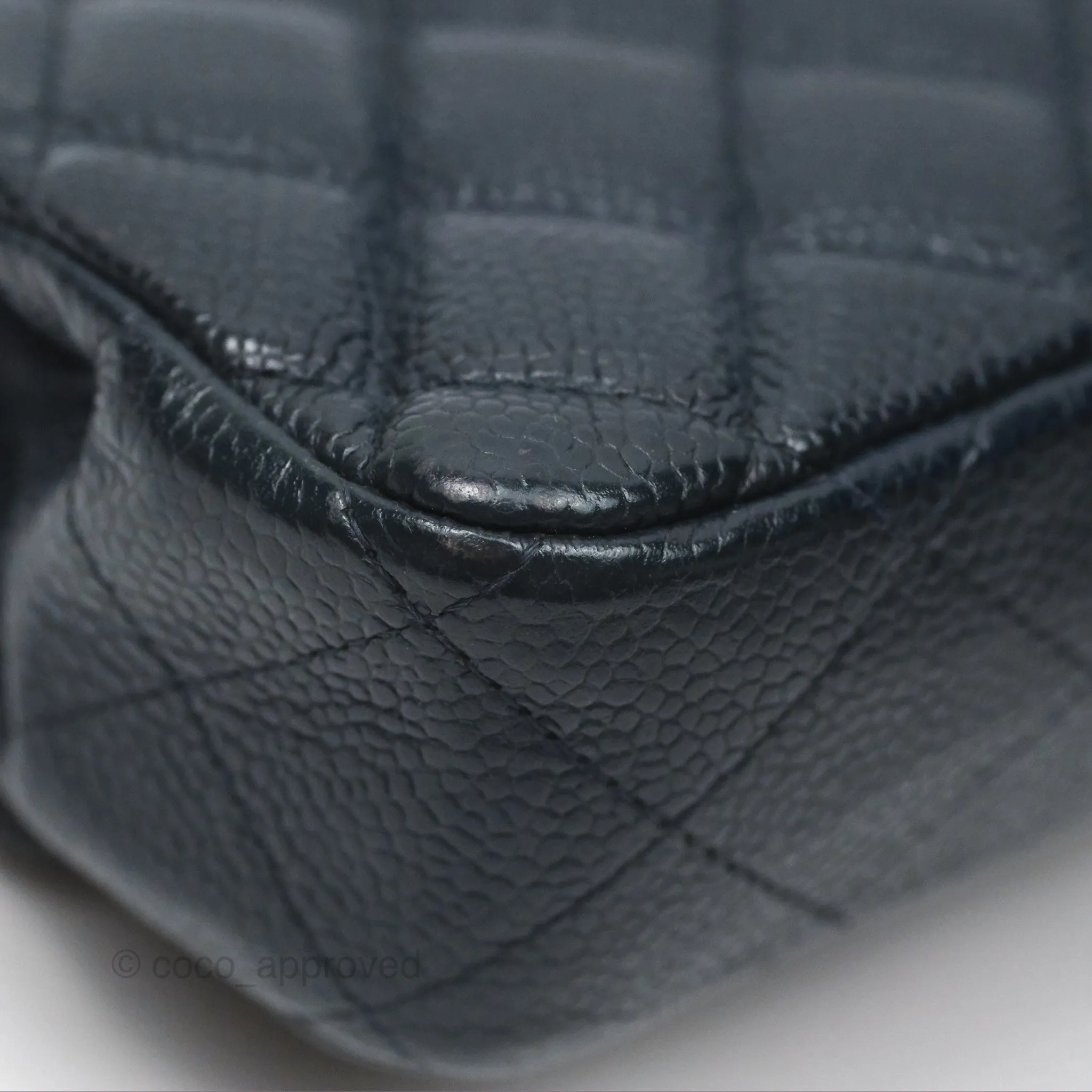 Chanel Quilted Extra Mini Rectangular Flap Dark Navy Caviar Silver Hardware