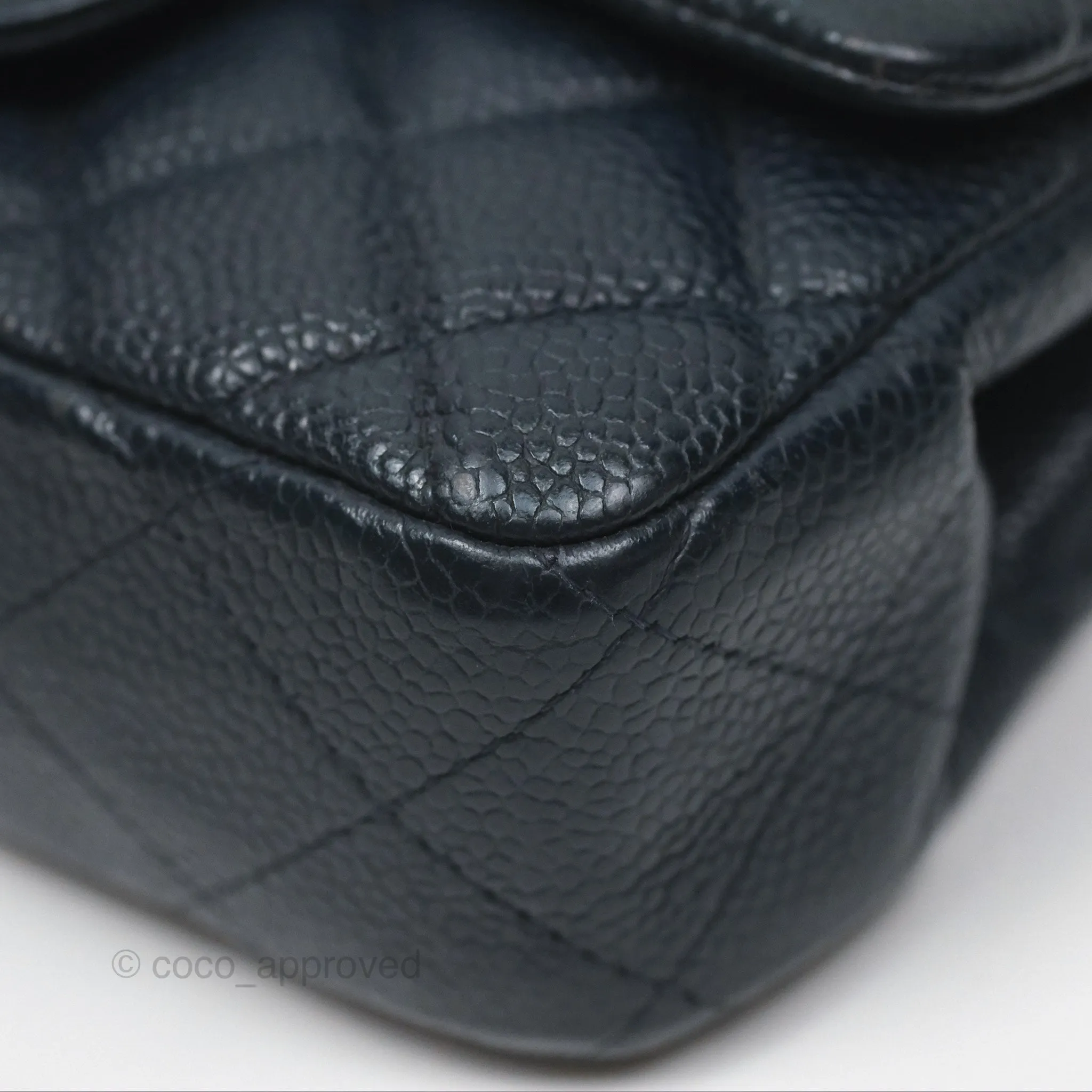 Chanel Quilted Extra Mini Rectangular Flap Dark Navy Caviar Silver Hardware