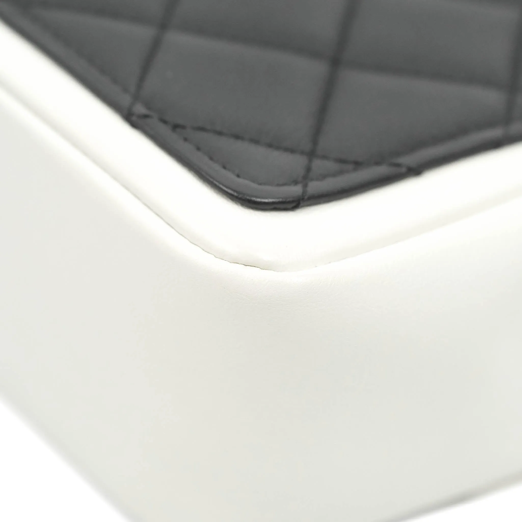 Chanel Quilted Graphic Mini Flap Bag Black White Gold Hardware