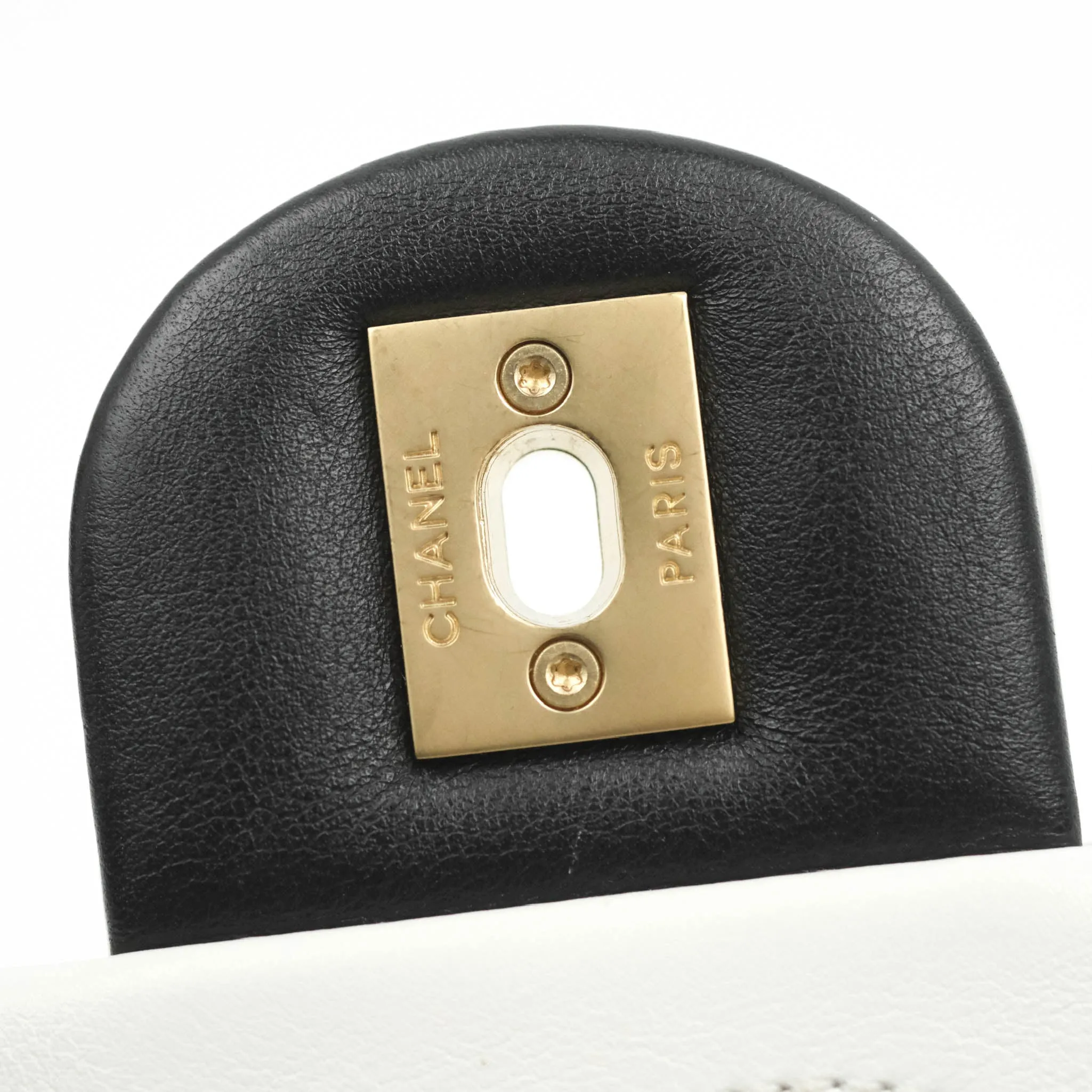 Chanel Quilted Graphic Mini Flap Bag Black White Gold Hardware