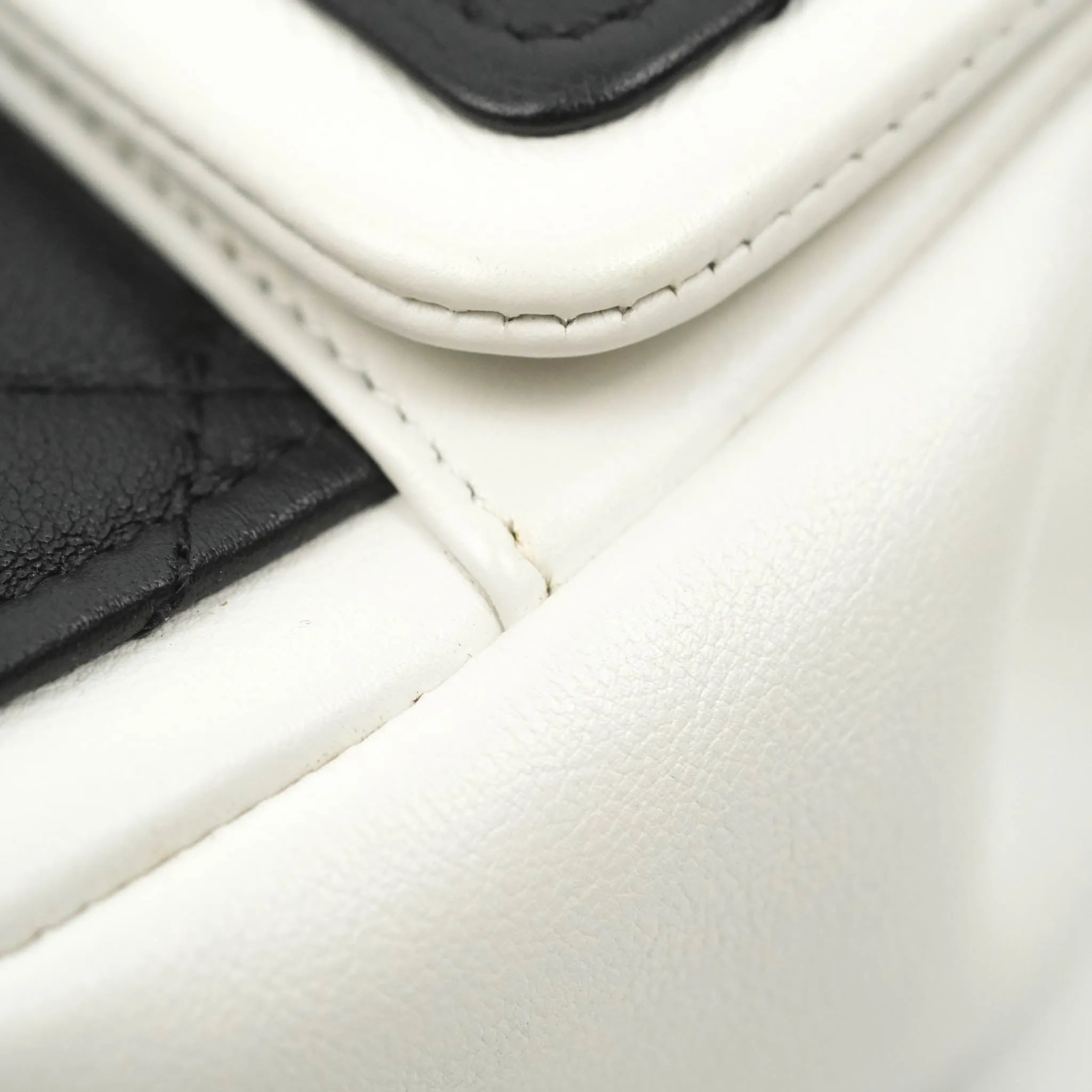 Chanel Quilted Graphic Mini Flap Bag Black White Gold Hardware
