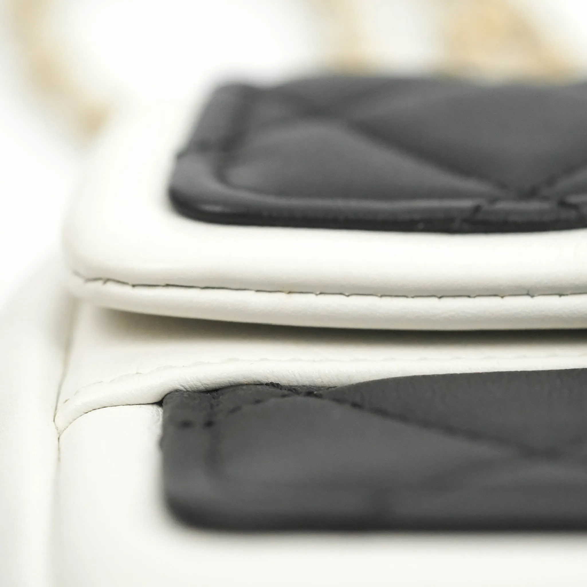 Chanel Quilted Graphic Mini Flap Bag Black White Gold Hardware