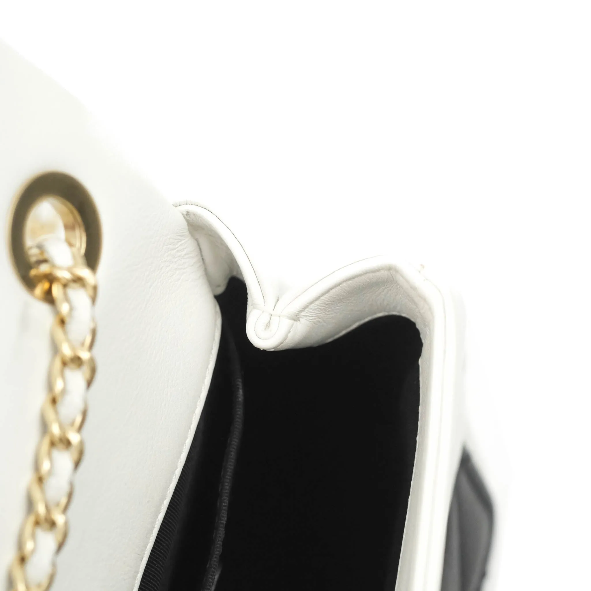 Chanel Quilted Graphic Mini Flap Bag Black White Gold Hardware