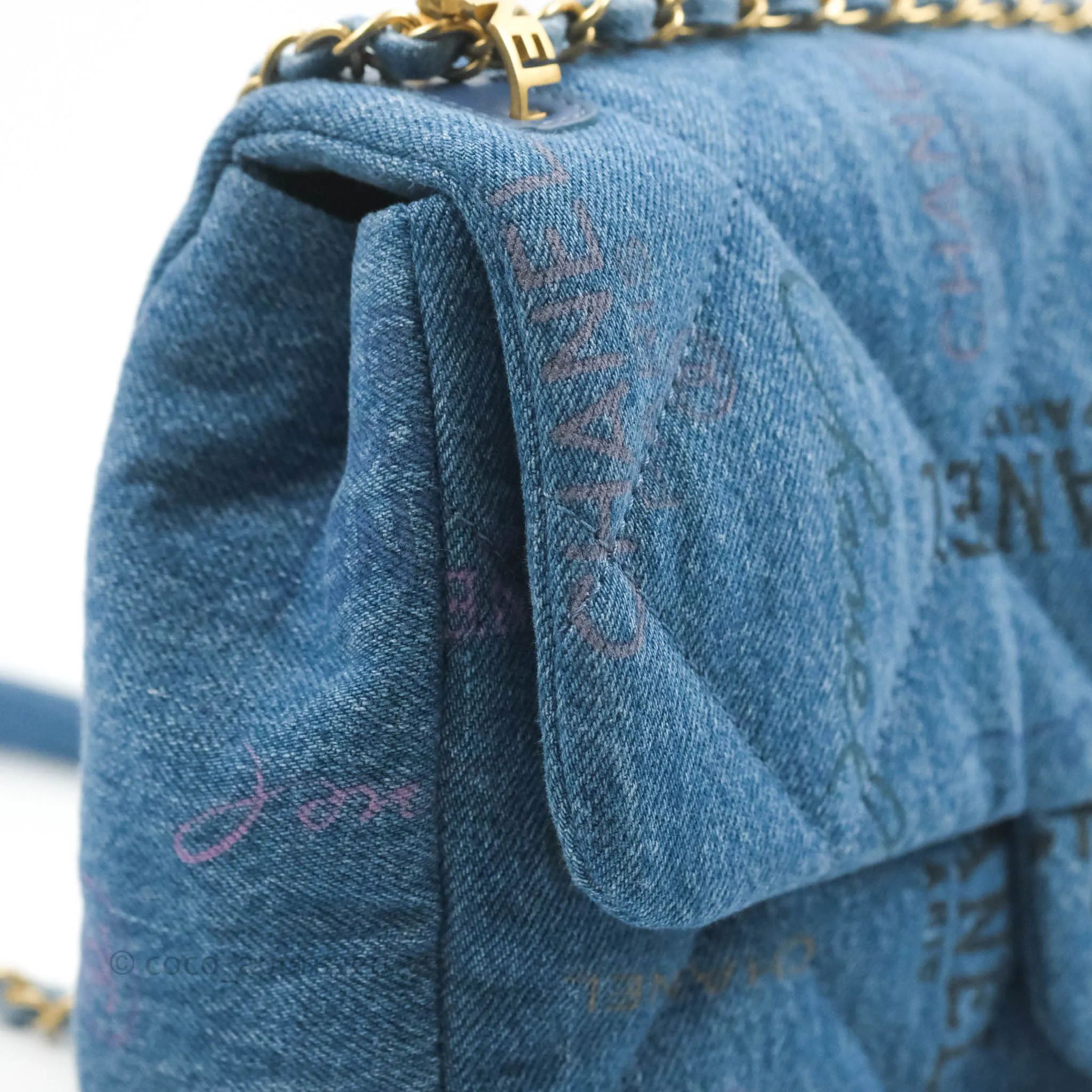 Chanel Quilted Large Denim Mood Flap Blue Multicolor 22P