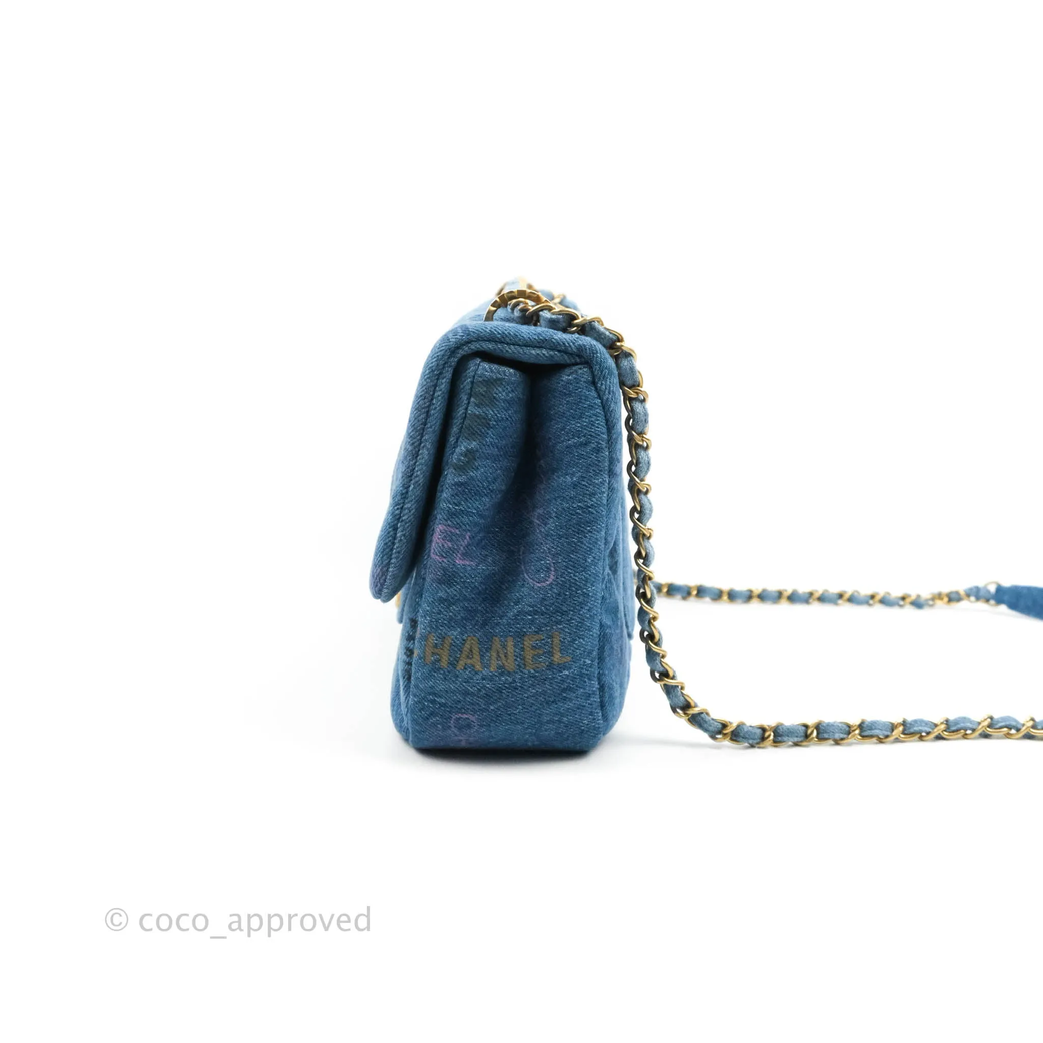 Chanel Quilted Large Denim Mood Flap Blue Multicolor 22P