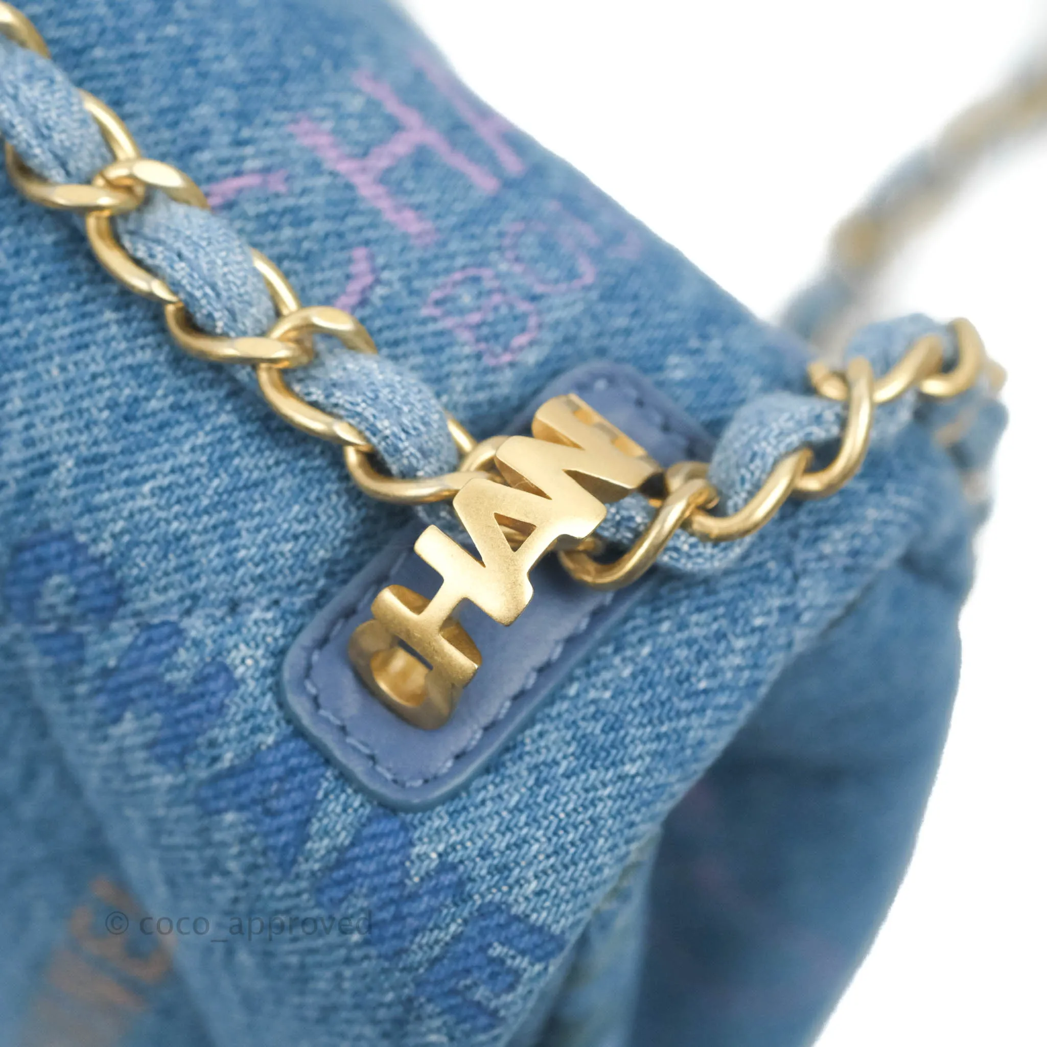 Chanel Quilted Large Denim Mood Flap Blue Multicolor 22P