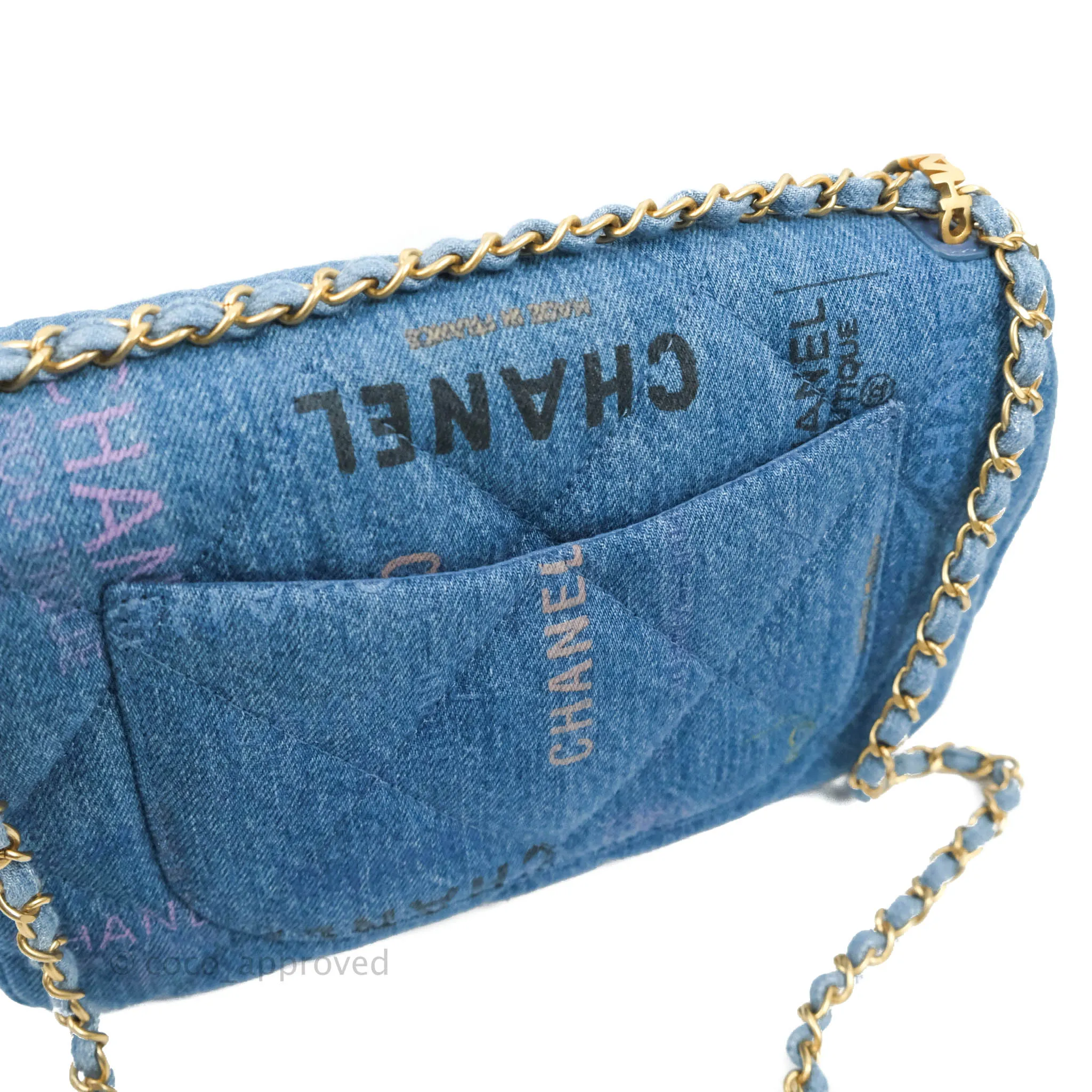 Chanel Quilted Large Denim Mood Flap Blue Multicolor 22P