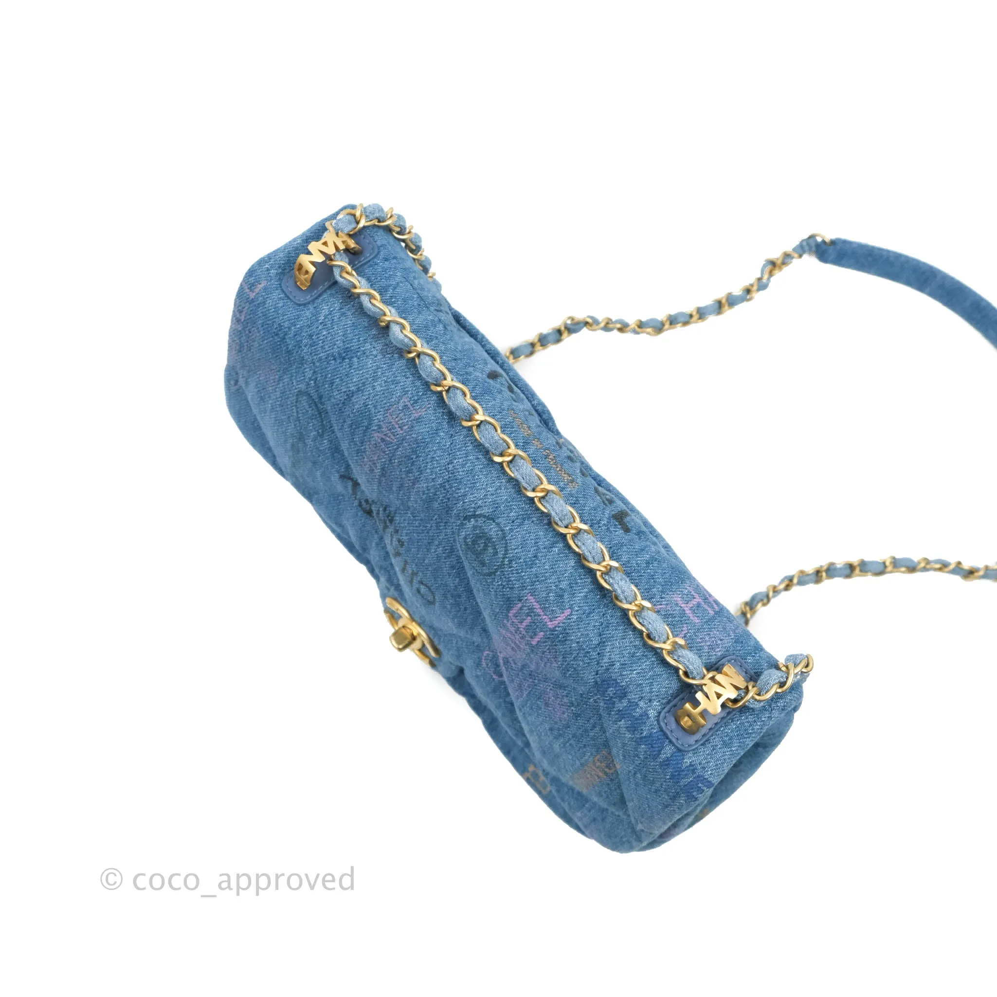 Chanel Quilted Large Denim Mood Flap Blue Multicolor 22P