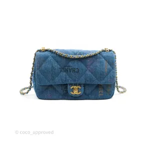 Chanel Quilted Large Denim Mood Flap Blue Multicolor 22P